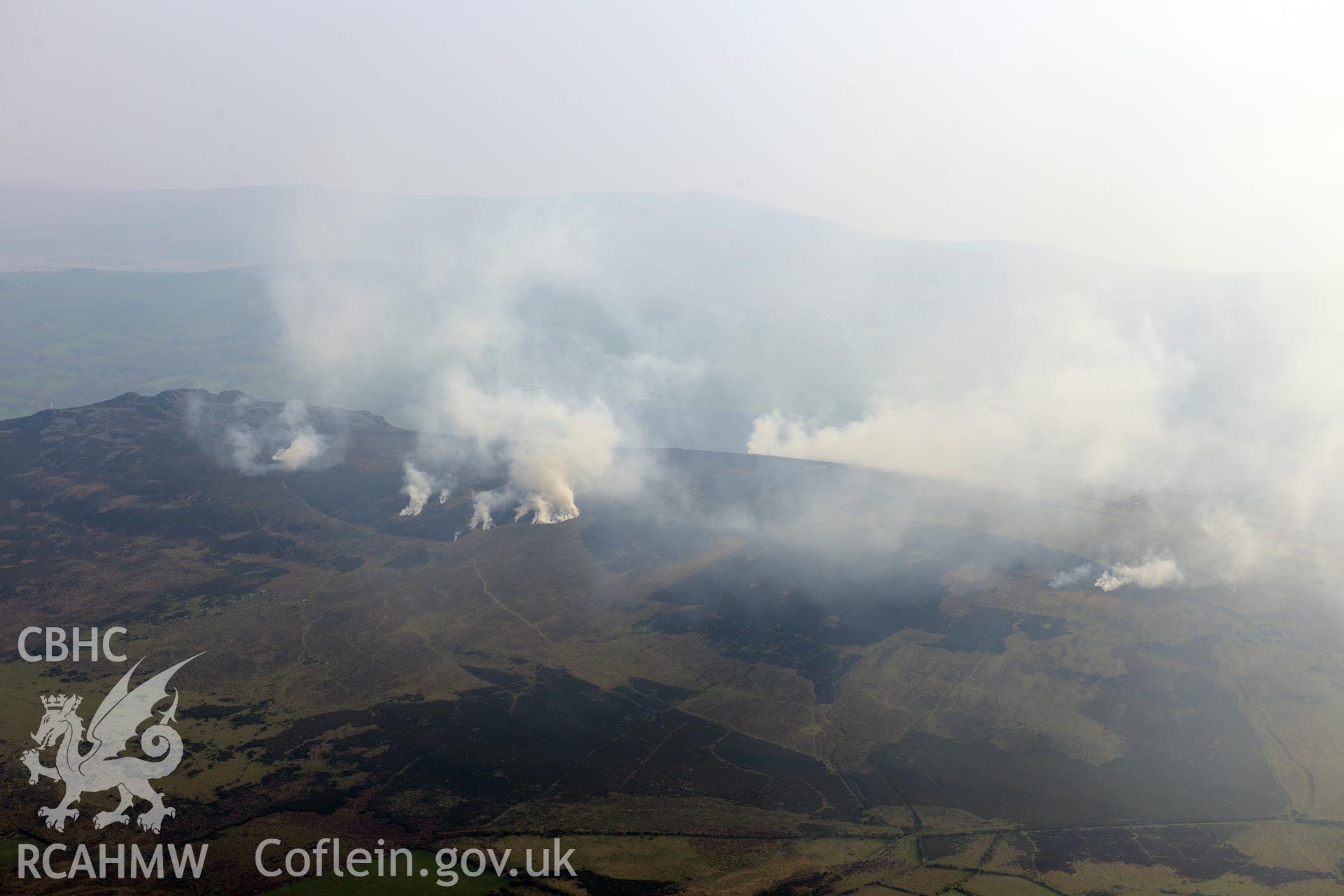 Royal Commission aerial photography of a bracken burn on Mynydd Carningli taken on 27th March 2017