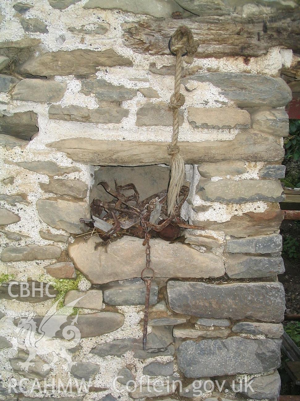 Downhouse end of Allt Ddu farmhouse, mole and rat traps.