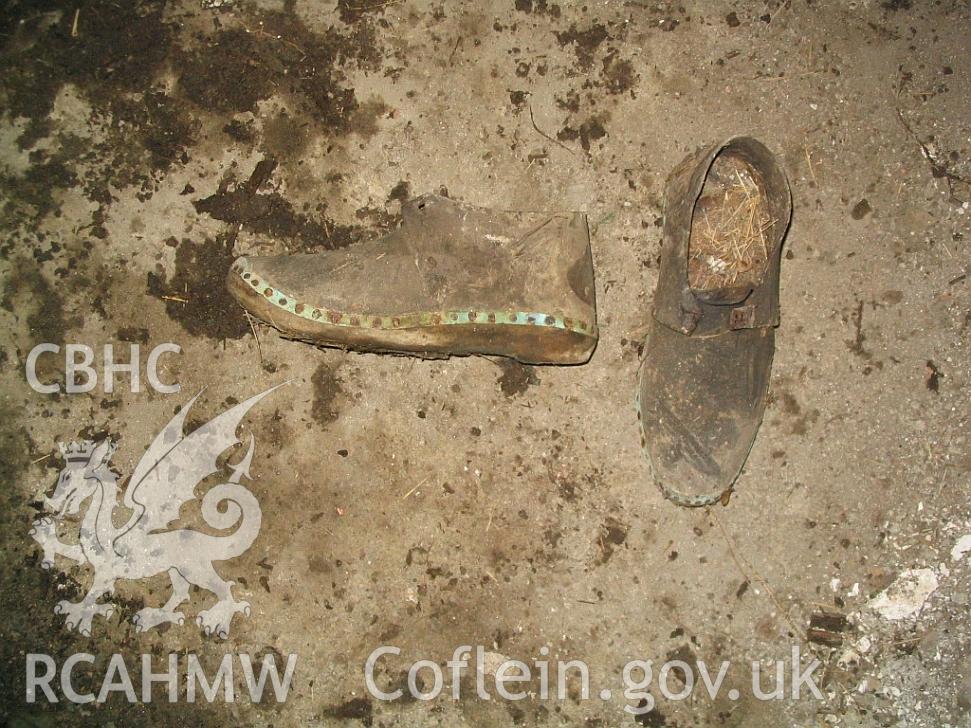 Dwelling end of Allt Ddu farmhouse, hobnail boots.