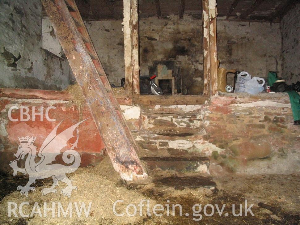 Dwelling end of Allt Ddu farmhouse, dwelling interior looking north.