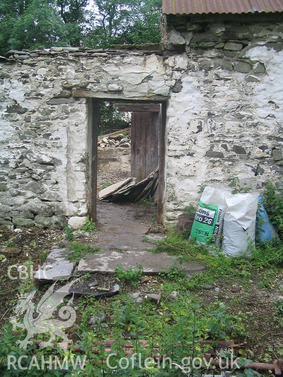 Downhouse end of Allt Ddu farmhouse, main entrance.