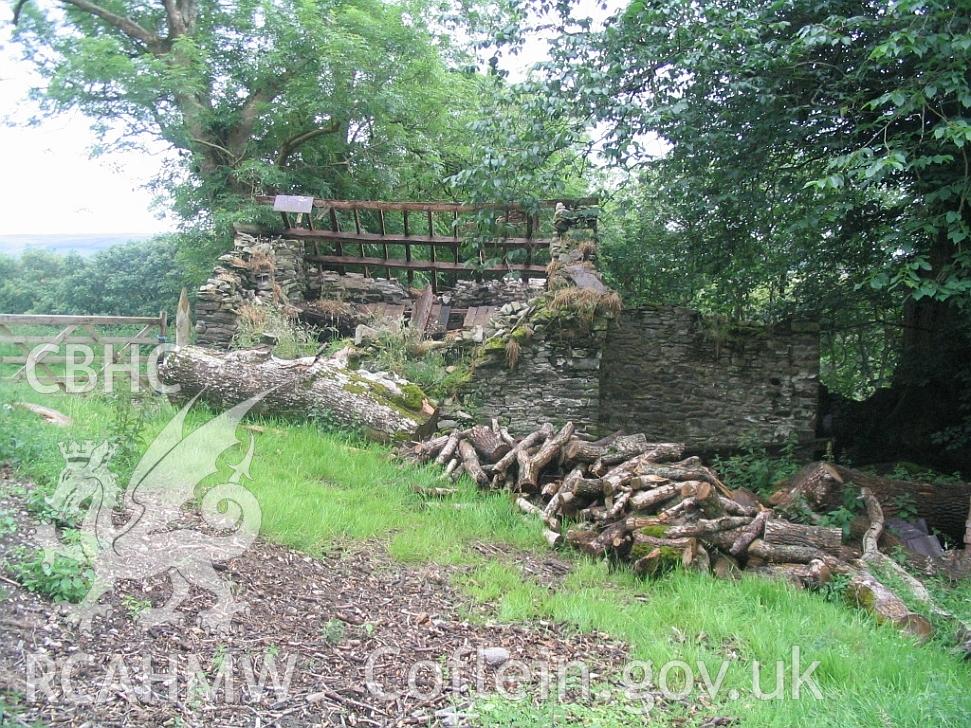 Allt Ddu farmhouse, north facing elevation of the ruinous cow house.