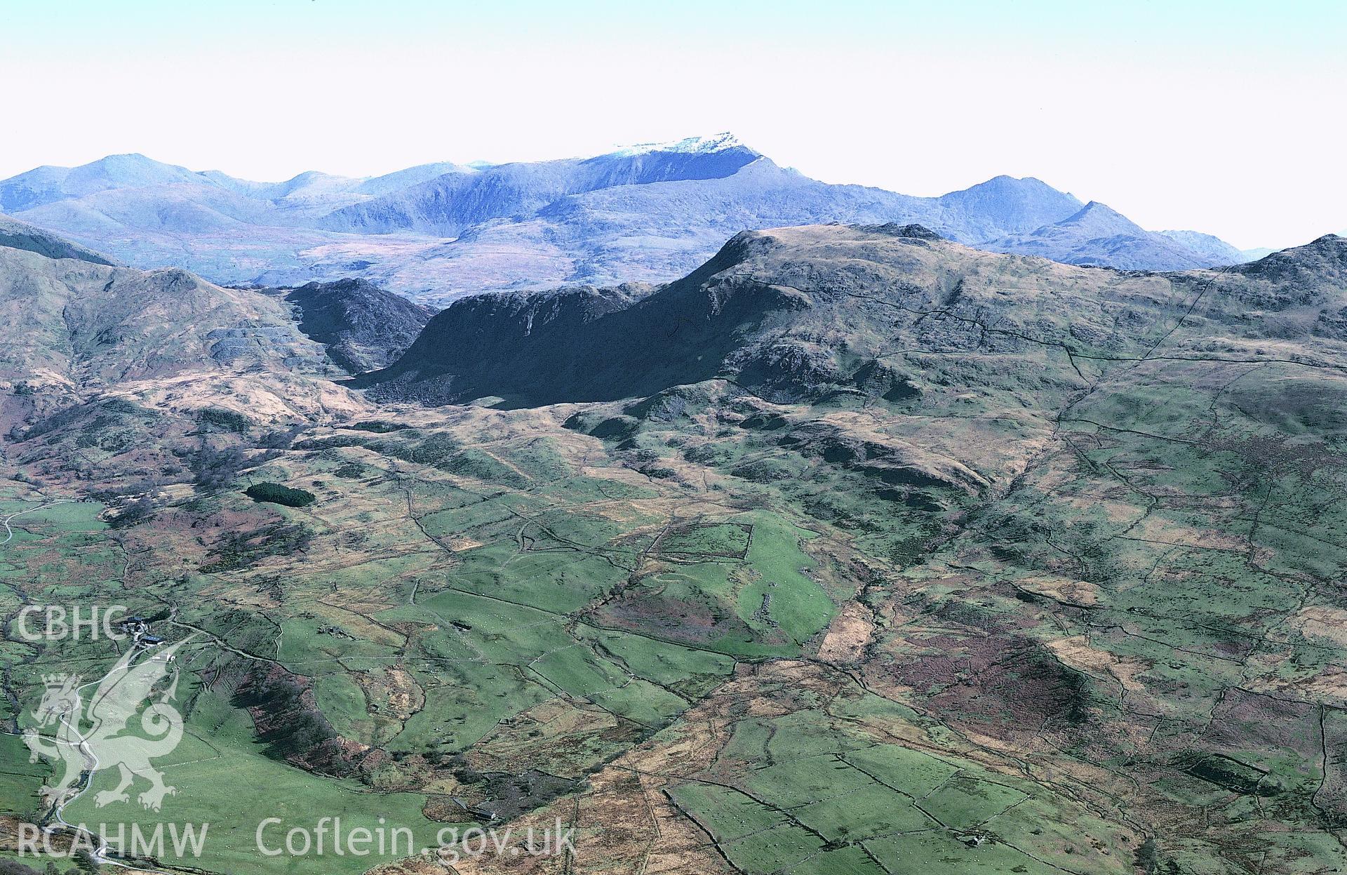 RCAHMW colour slide oblique aerial photograph of Snowden Summit Railway Terminus, Betws Garmon, taken by T.G.Driver on the 30/03/2000