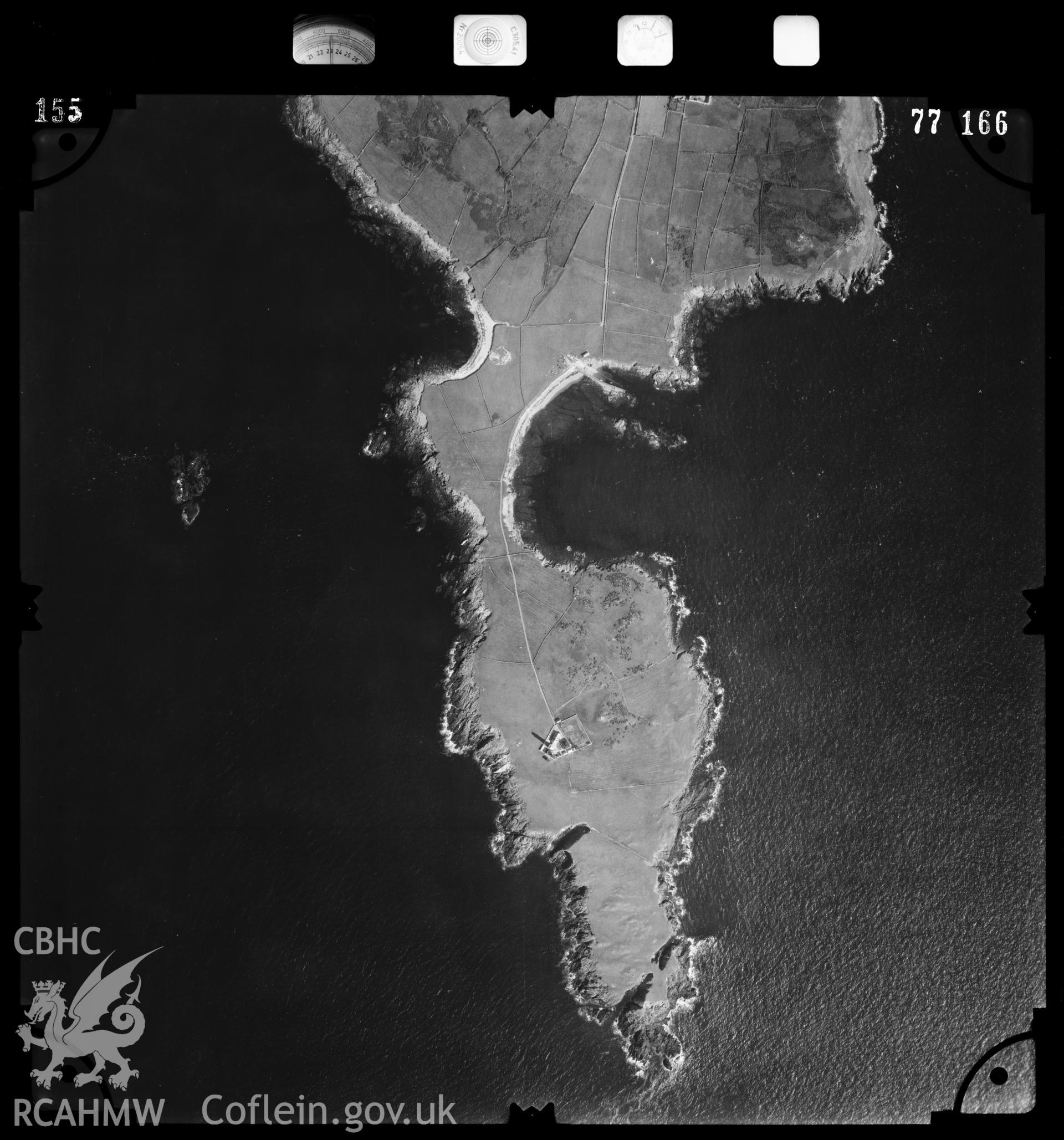 Digital copy of an aerial view of Bardsey Island by Ordnance Survey.