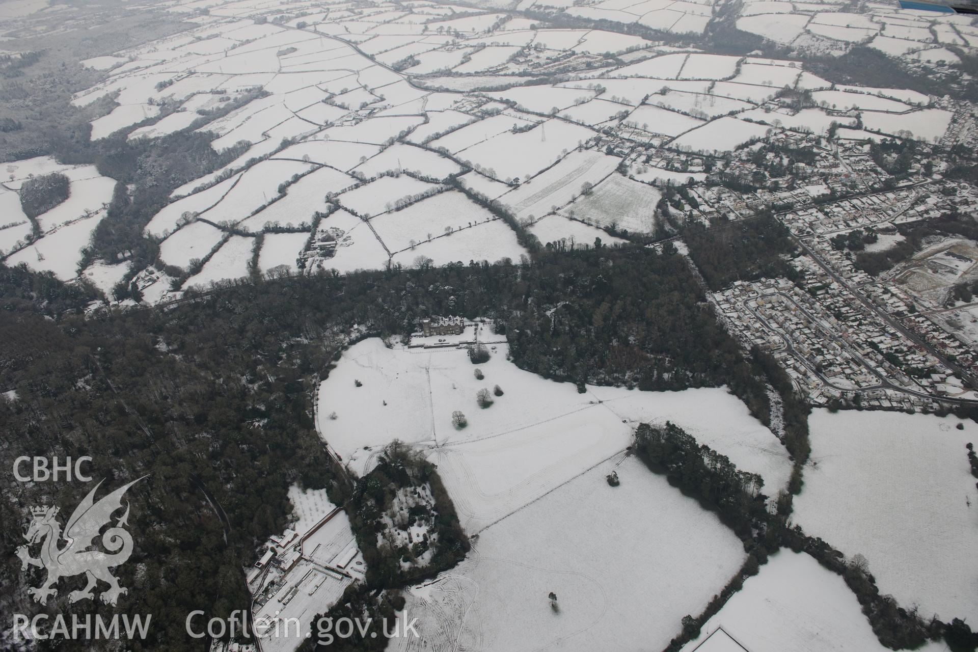 Stradey Castle and Stradey Castle Garden, Llanelli. Oblique aerial photograph taken during the Royal Commission?s programme of archaeological aerial reconnaissance by Toby Driver on 24th January 2013.