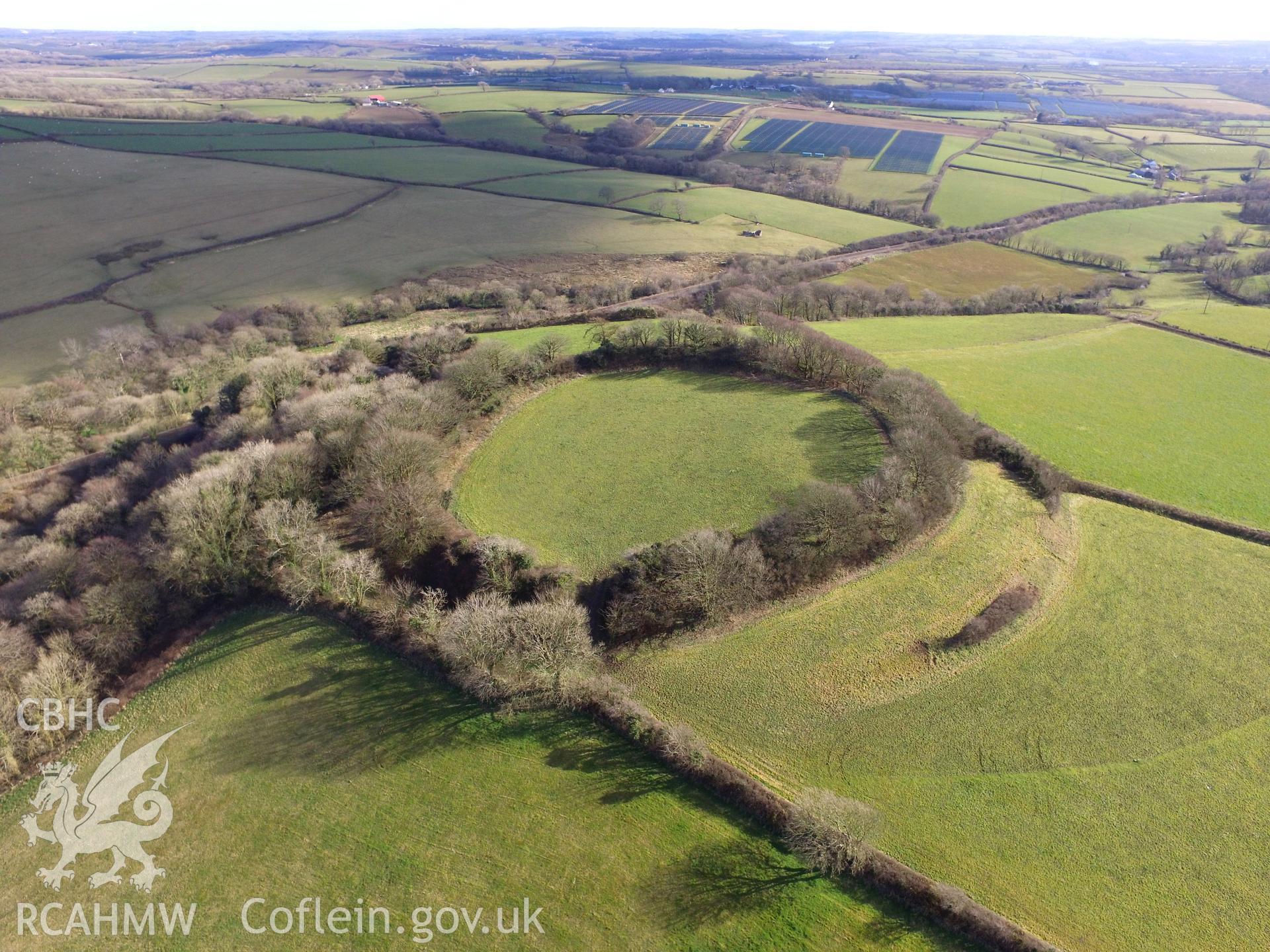 Colour photo showing view of Crundale Rath, taken by Paul R. Davis, 2018.