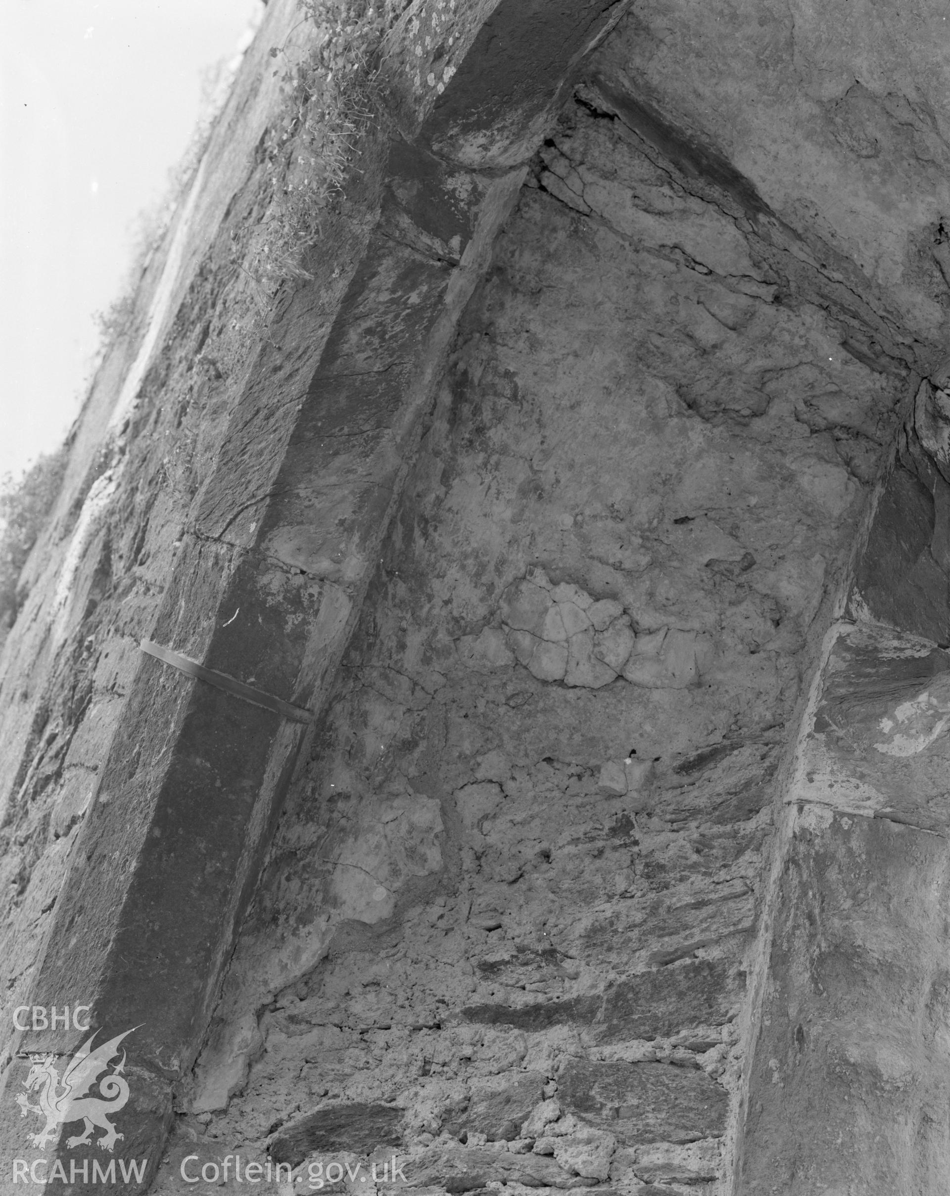 Digital copy of a view of wall detail at Bishops Palace, St Davids.