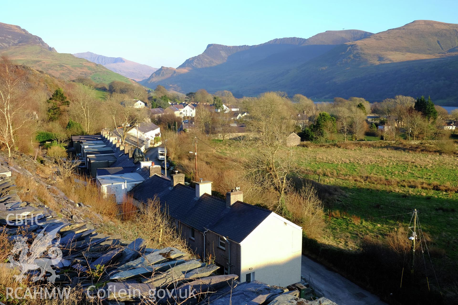 Colour photograph showing view looking east towards Snowdon at Tai Nantlle and surroundings, Nantlle produced by Richard Hayman 26th January 2017