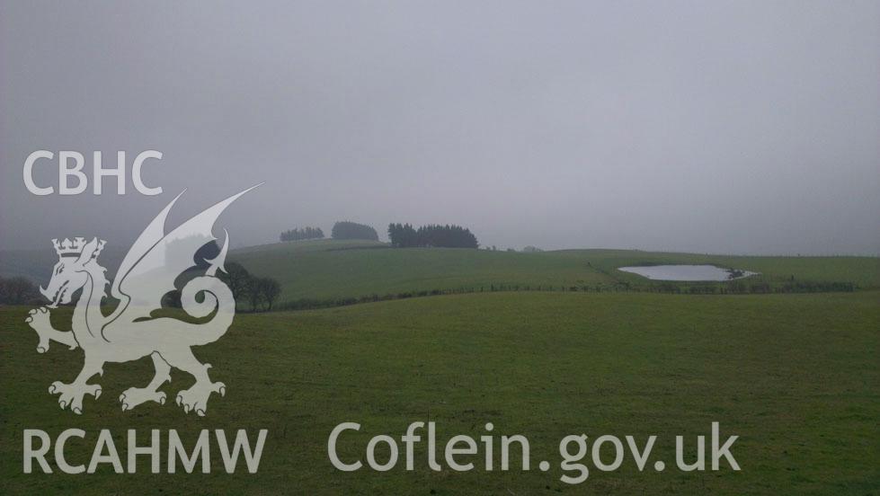 Digital colour photograph of the Pilleth battlefield. Photographed during Phase Three of the Welsh Battlefield Metal Detector Survey, carried out by Archaeology Wales, 2012-2014. Project code: 2041 - WBS/12/SUR.