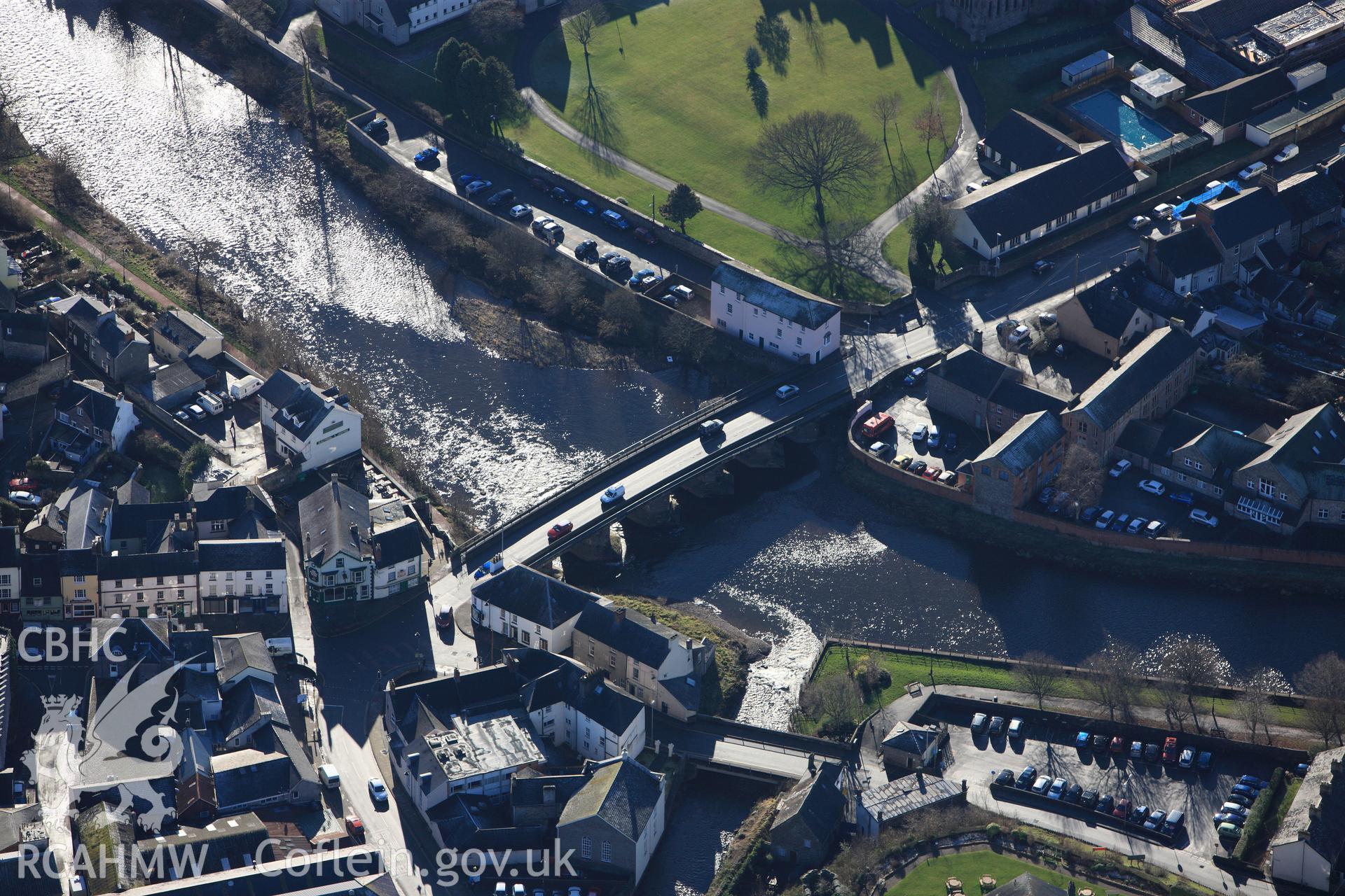 Brecon. Oblique aerial photograph taken during the Royal Commission?s programme of archaeological aerial reconnaissance by Toby Driver on 15th January 2013.