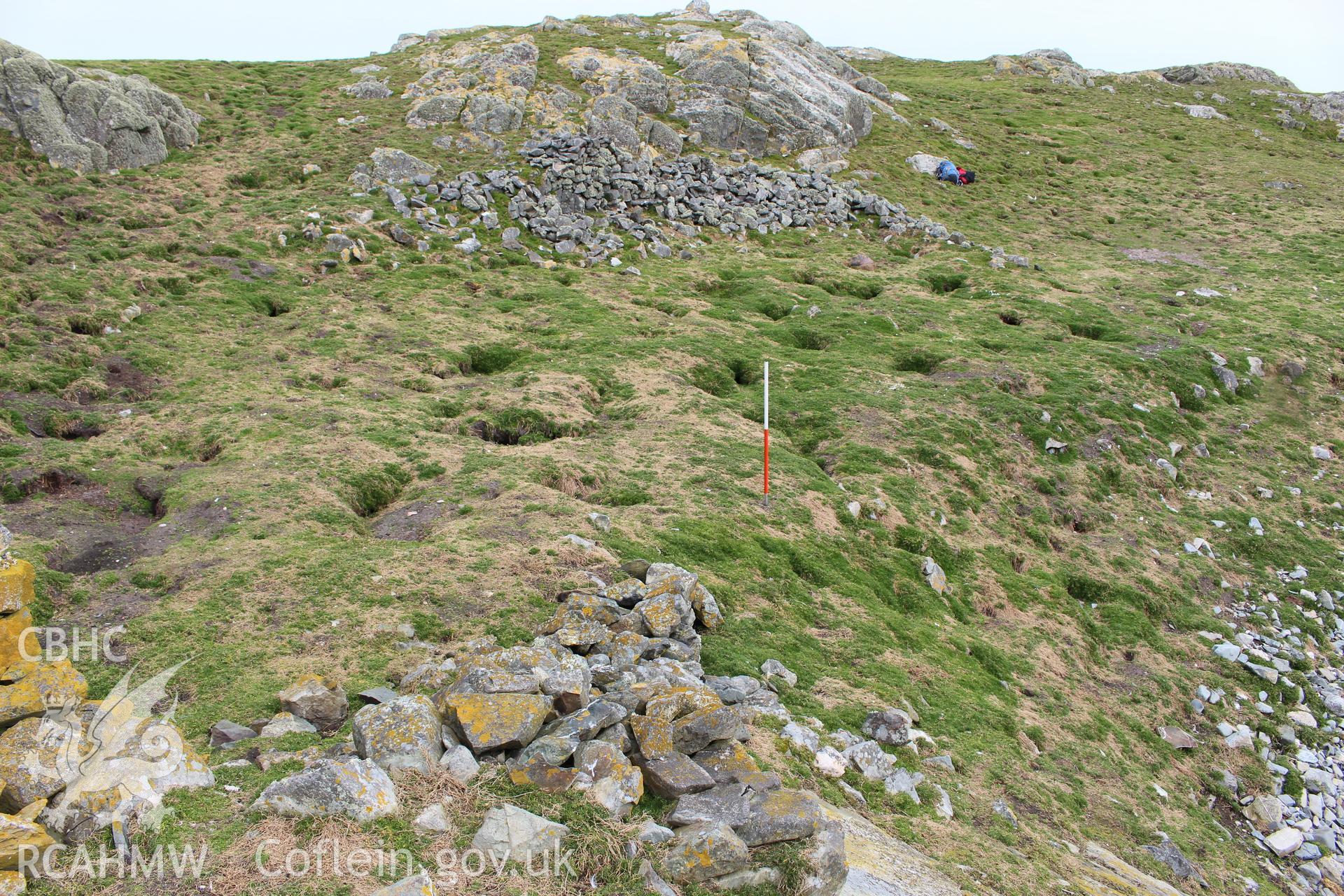 Skerries, platform adjoining buoy-keeper's cottage. Investigator's photographic survey for the CHERISH Project. ? Crown: CHERISH PROJECT 2018. Produced with EU funds through the Ireland Wales Co-operation Programme 2014-2020. All material made freely available through the Open Government Licence.