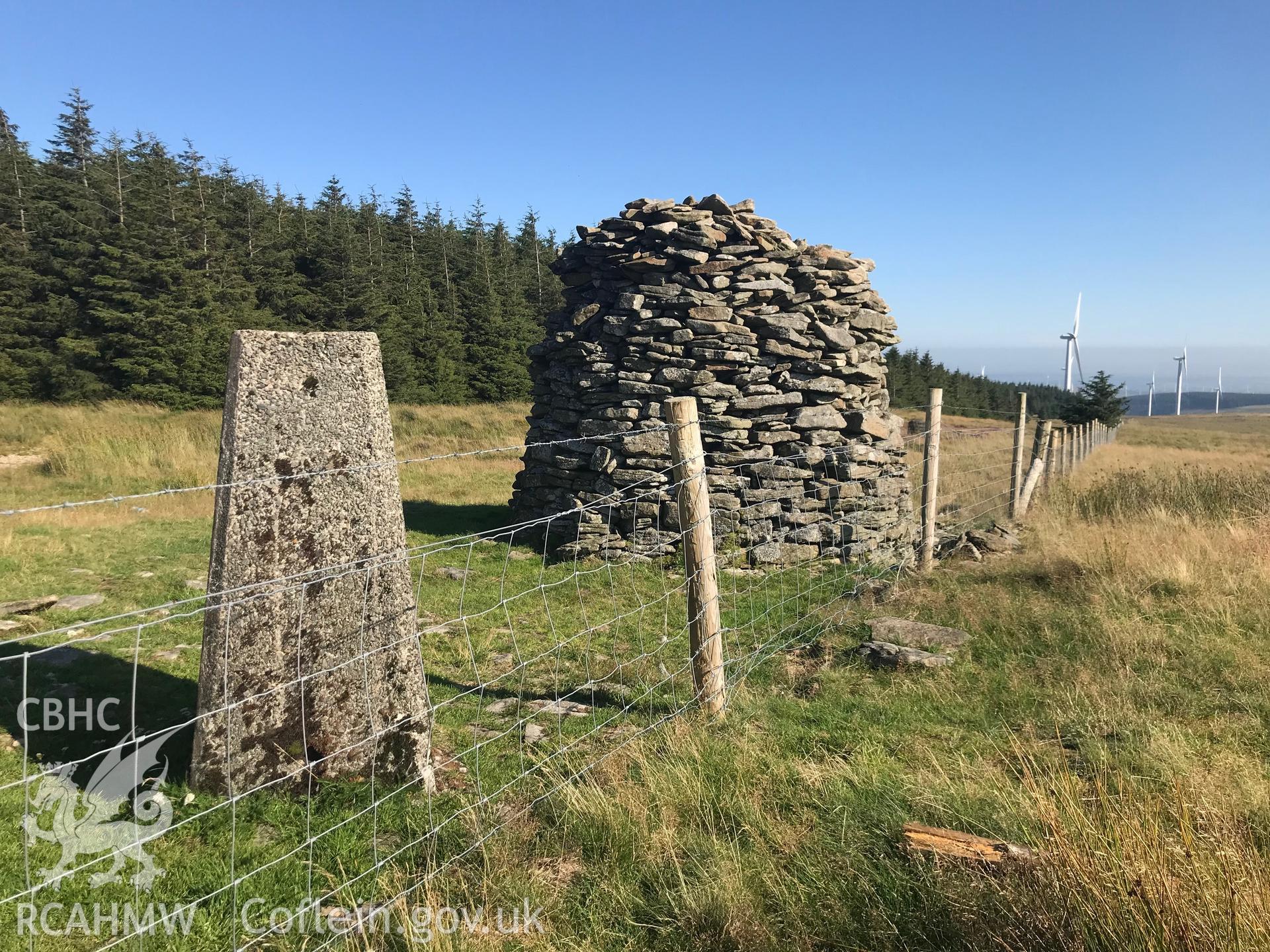 Digital colour photograph showing view of Garn Fawr cairn in Ogmore Valley, taken by Paul R. Davis on 25th August 2019.