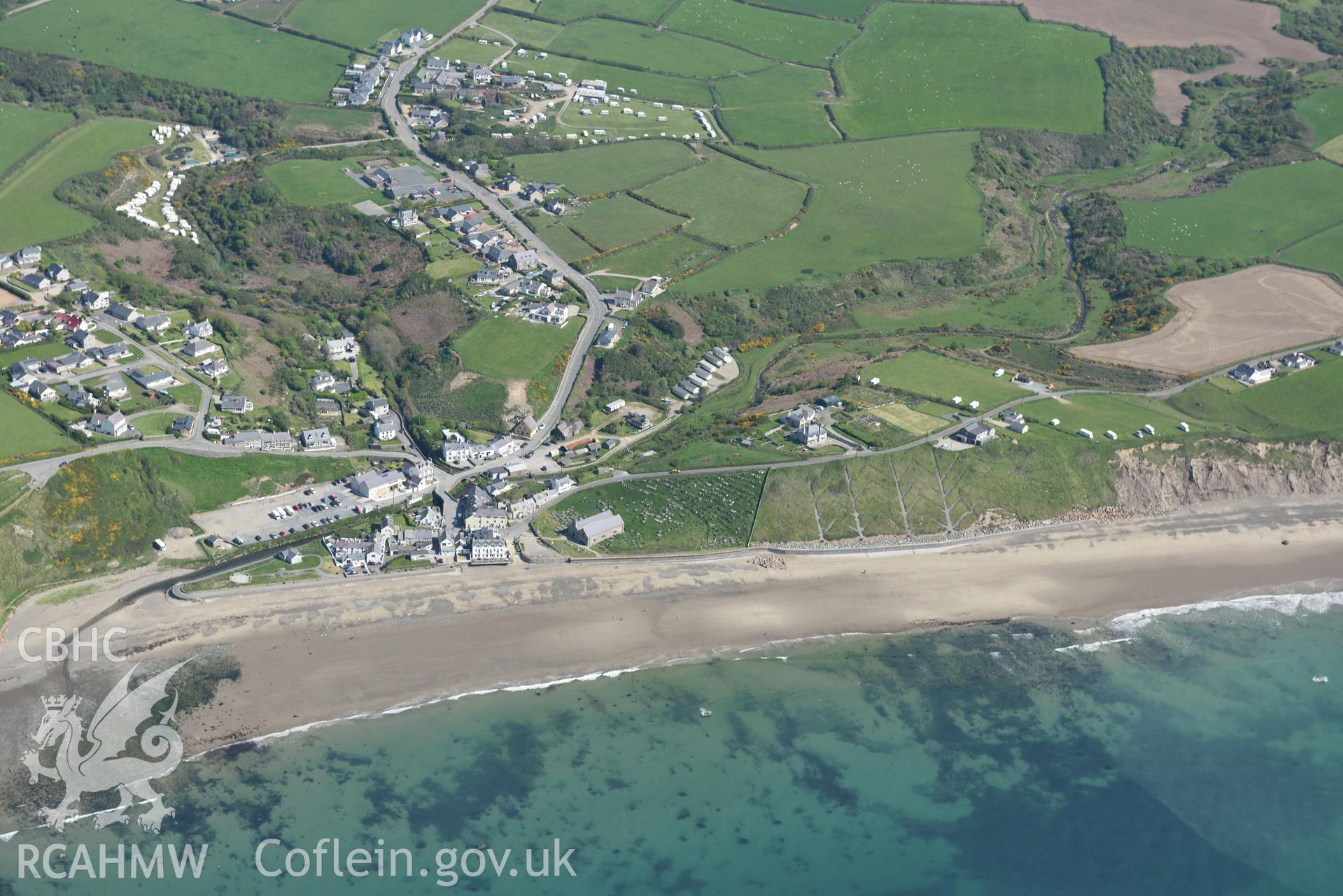 Aerial photography of Aberdaron taken on 3rd May 2017.  Baseline aerial reconnaissance survey for the CHERISH Project. ? Crown: CHERISH PROJECT 2017. Produced with EU funds through the Ireland Wales Co-operation Programme 2014-2020. All material made fre