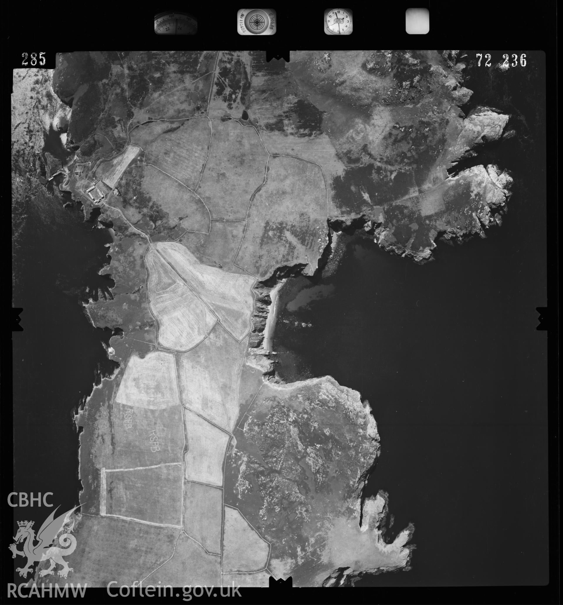 Digital copy of an aerial view of Ramsey Island taken by Ordnance Survey in 1972.