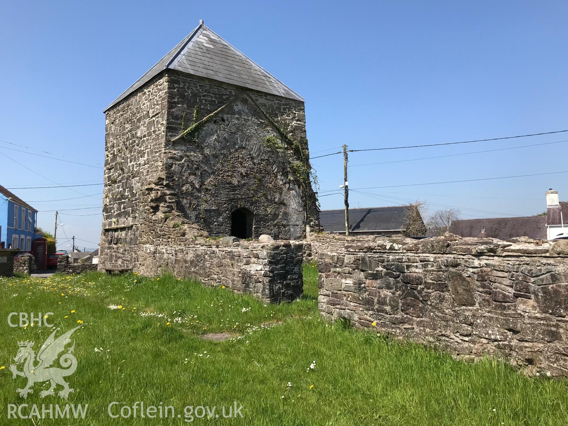 Colour photo showing exterior of the old chapel at St. Mary's church, Llanybri, taken by Paul R. Davis, 6th May 2018.