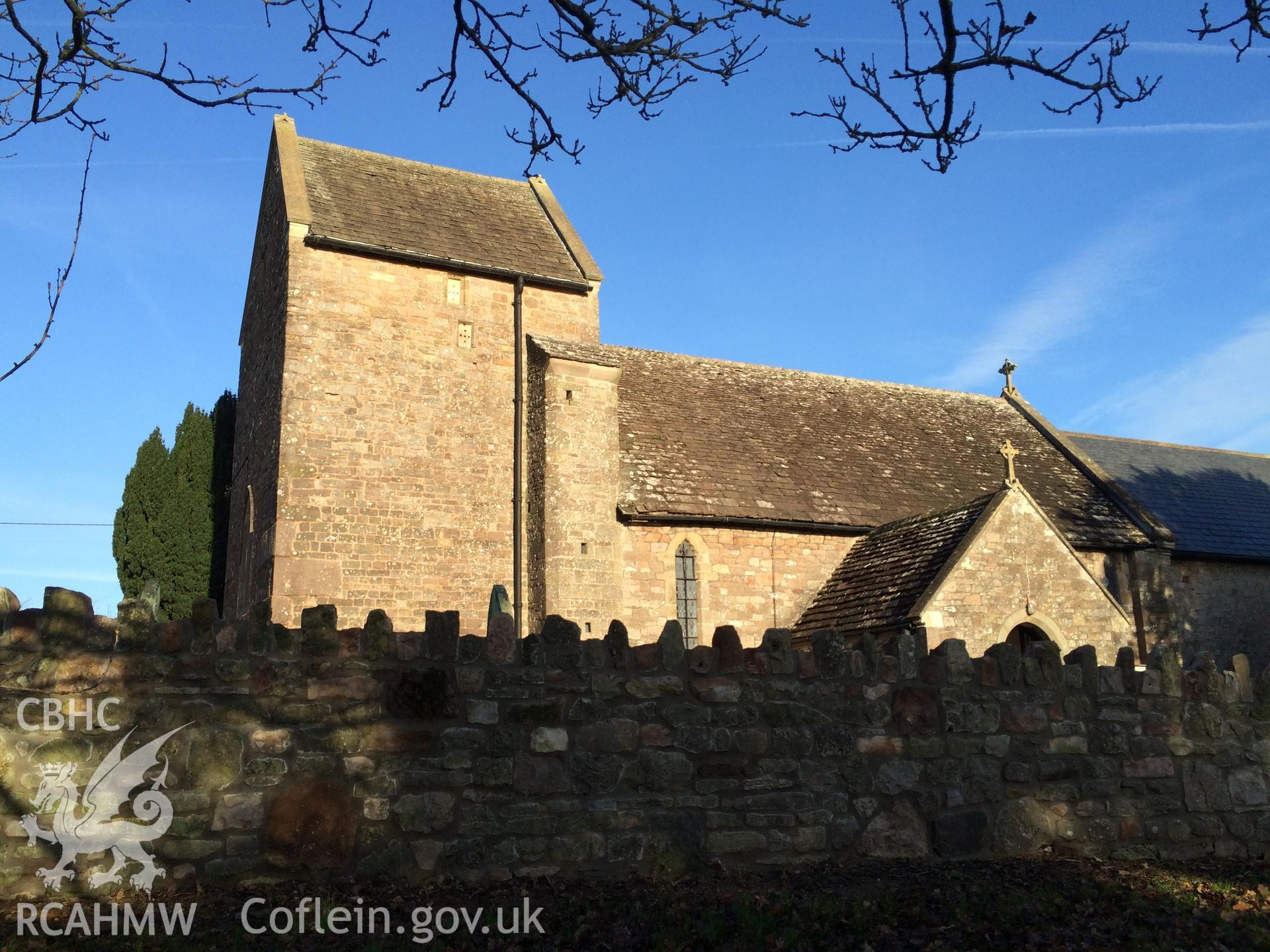 Photo showing Llanvaches Church, taken by Paul R. Davis, December 2017.