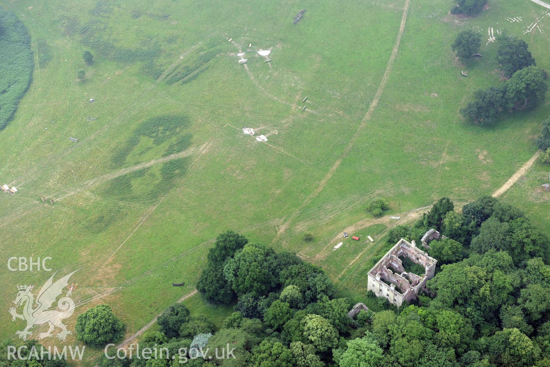 Royal Commission aerial photography of Piercefield Park taken during drought conditions on 22nd July 2013.