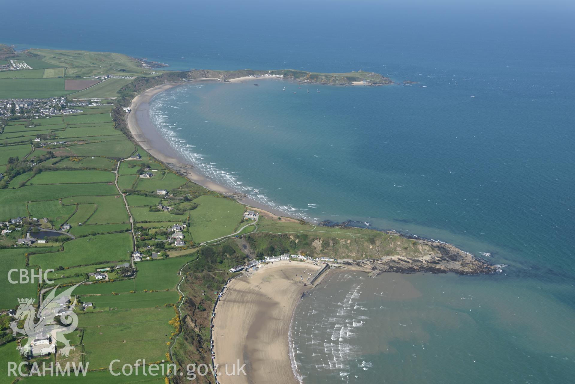 Aerial photography of Nefyn taken on 3rd May 2017.  Baseline aerial reconnaissance survey for the CHERISH Project. ? Crown: CHERISH PROJECT 2017. Produced with EU funds through the Ireland Wales Co-operation Programme 2014-2020. All material made freely available through the Open Government Licence.