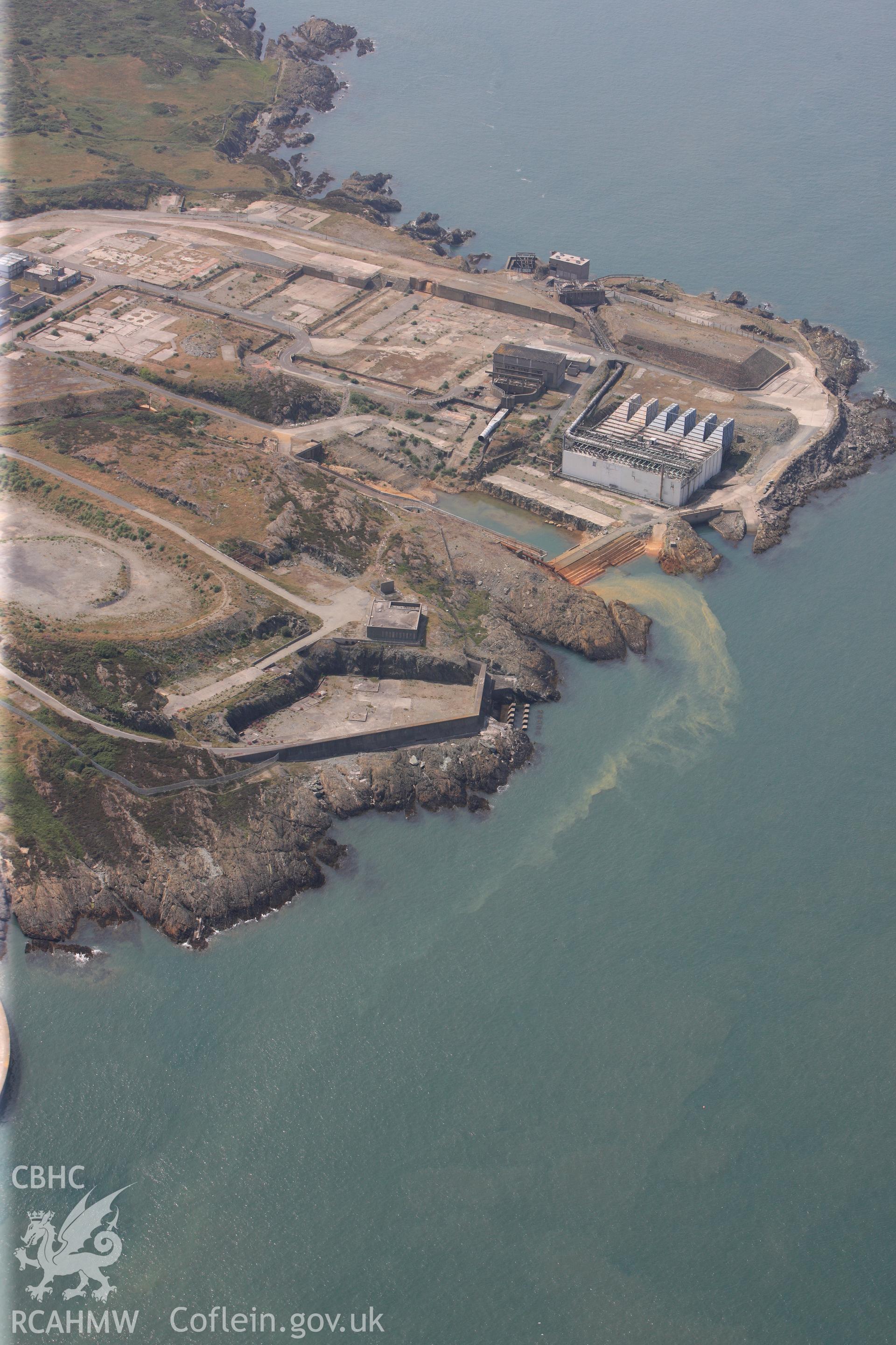 Amlwch harbour, Anglesey. Oblique aerial photograph taken during the Royal Commission?s programme of archaeological aerial reconnaissance by Toby Driver on 12th July 2013.