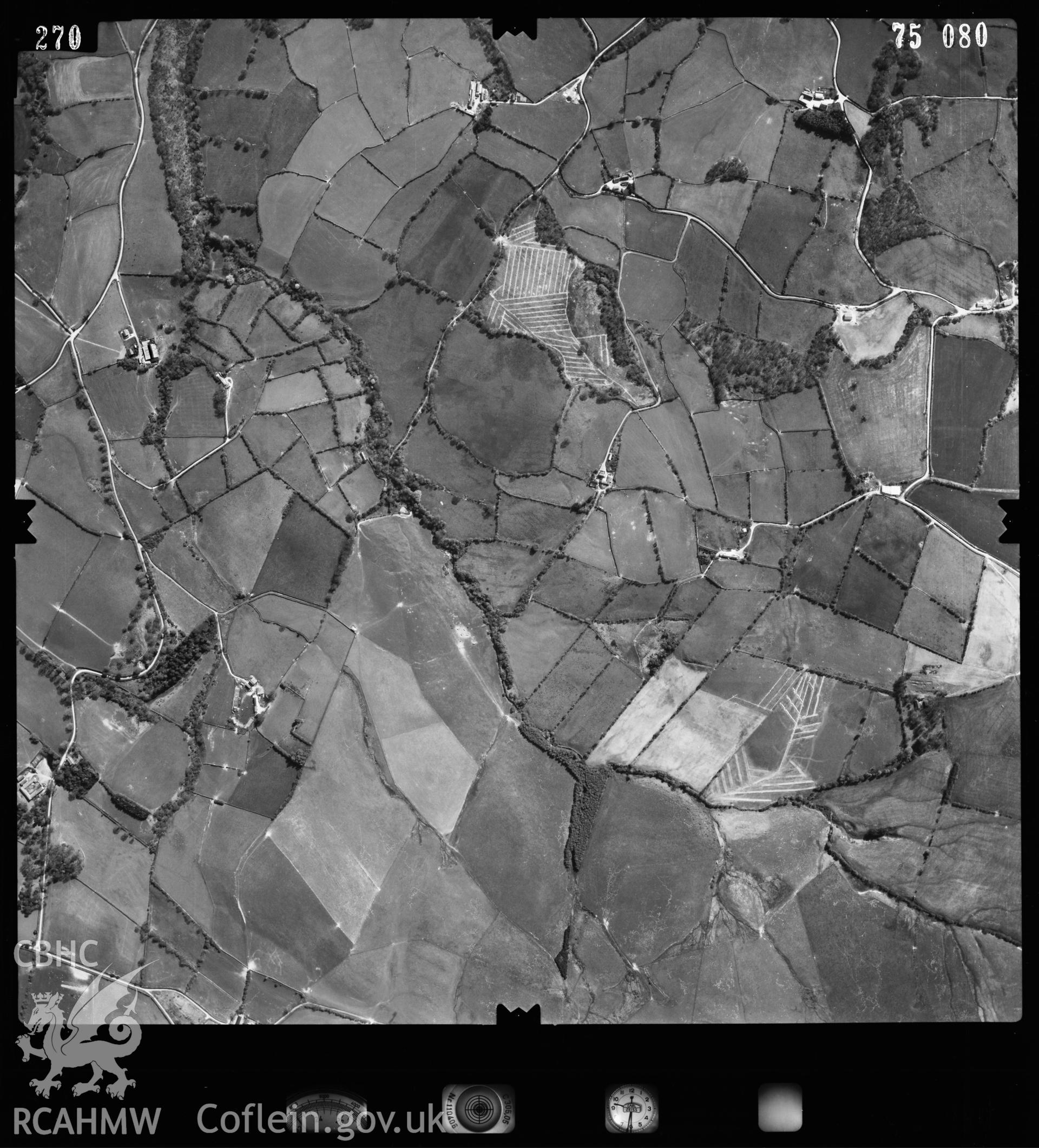 Digital copy of an Ordnance Survey aerial view of Ty Gwyn, Mochdre, Newtown.