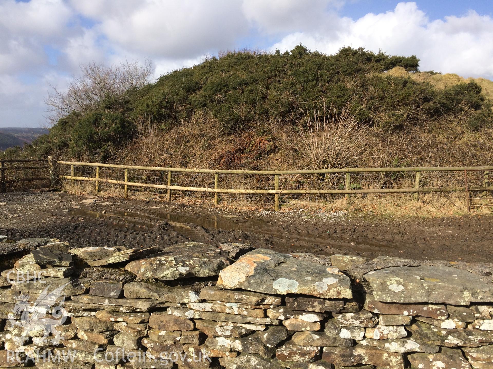 Colour photo showing view of Llanhilleth Motte, taken by Paul R. Davis, 2018.