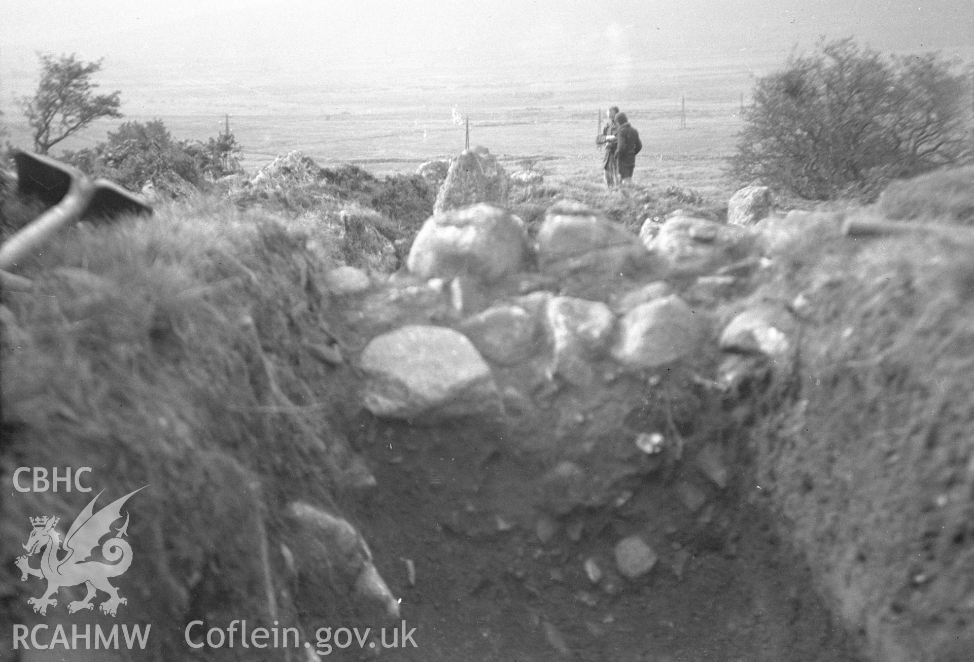 Digital copy of a nitrate negative showing Caerau ancient village. From the Cadw Monuments in Care Collection.