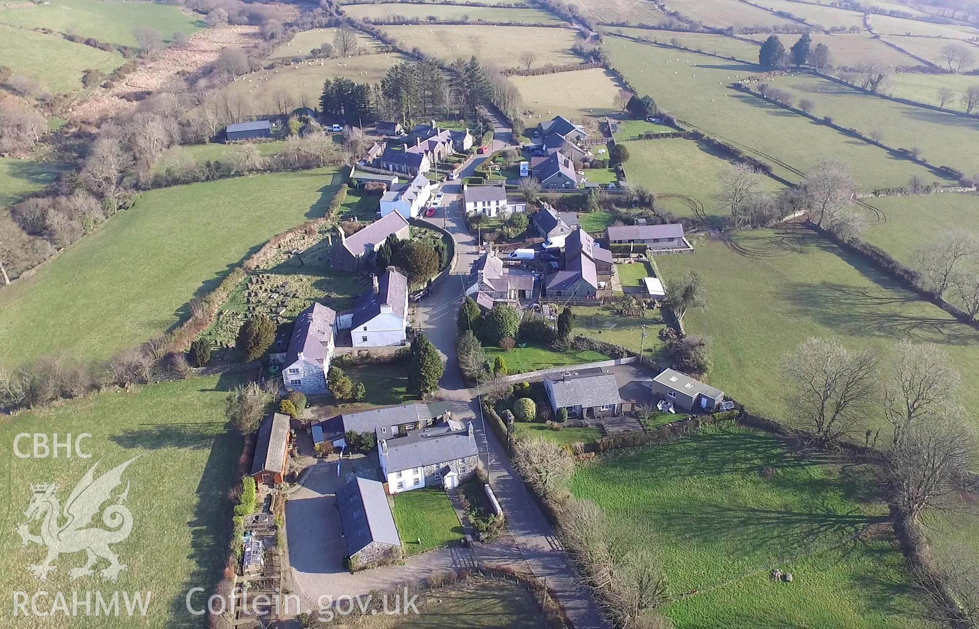 Colour photo showing view of St Cybi's Church, Llangybi taken by Paul R. Davis, 6th March 2018.