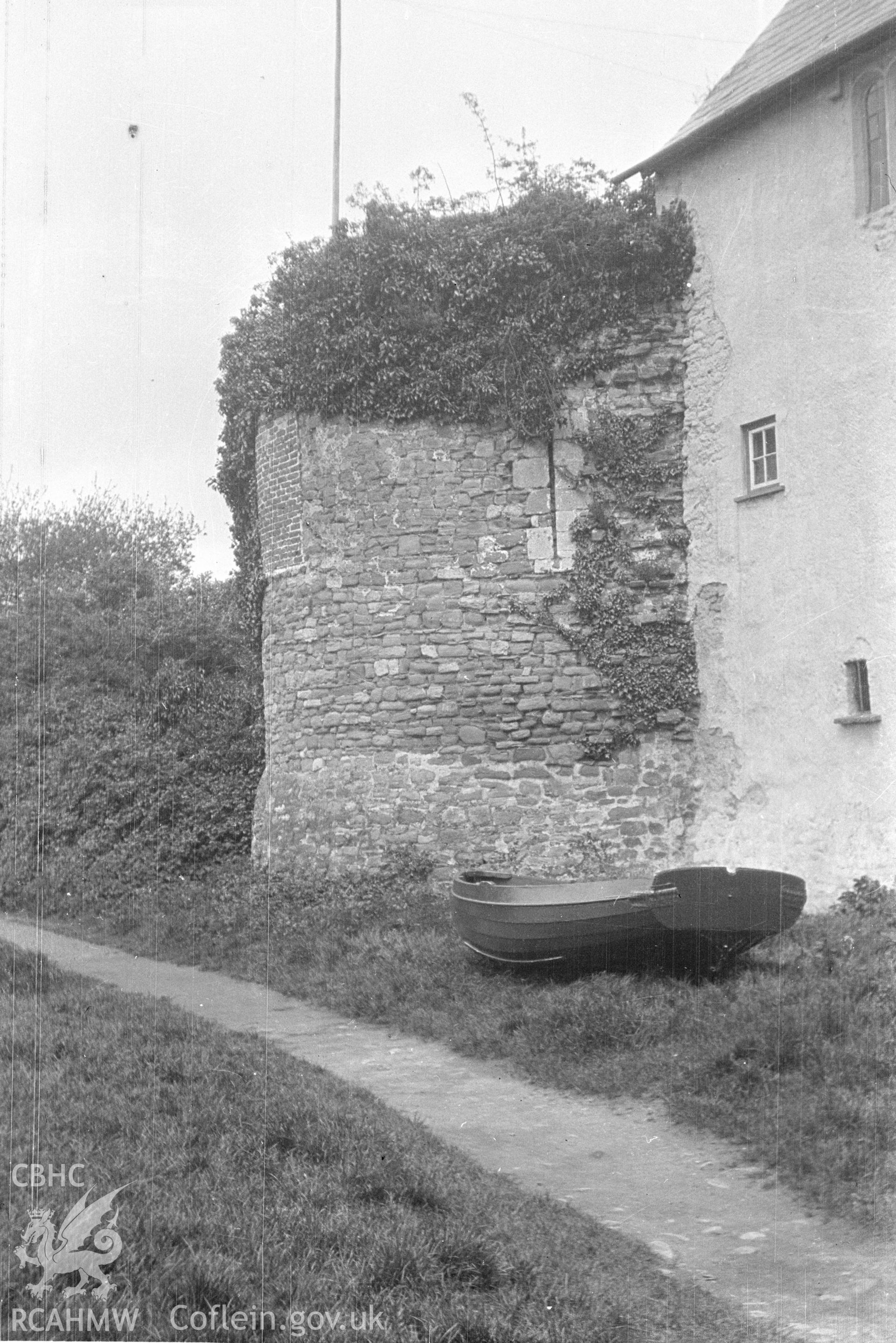 Digital copy of a nitrate negative showing Caerleon castle. From the Cadw Monuments in Care Collection.