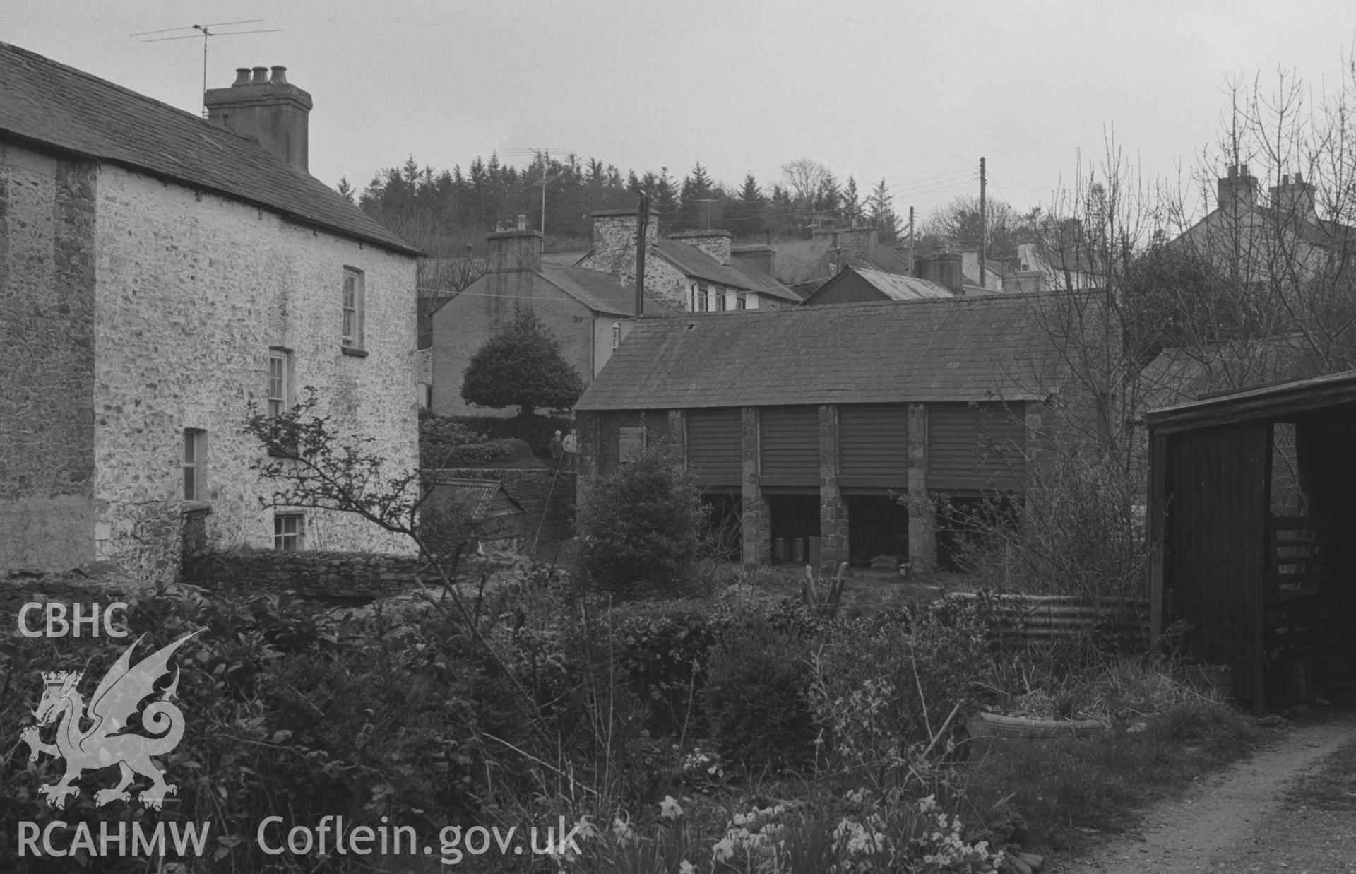 Digital copy of a black and white negative showing back of unidentified house at Llanarth. Photographed by Arthur O. Chater on 13th April 1967 looking south south west from Grid Reference SN 423 577.