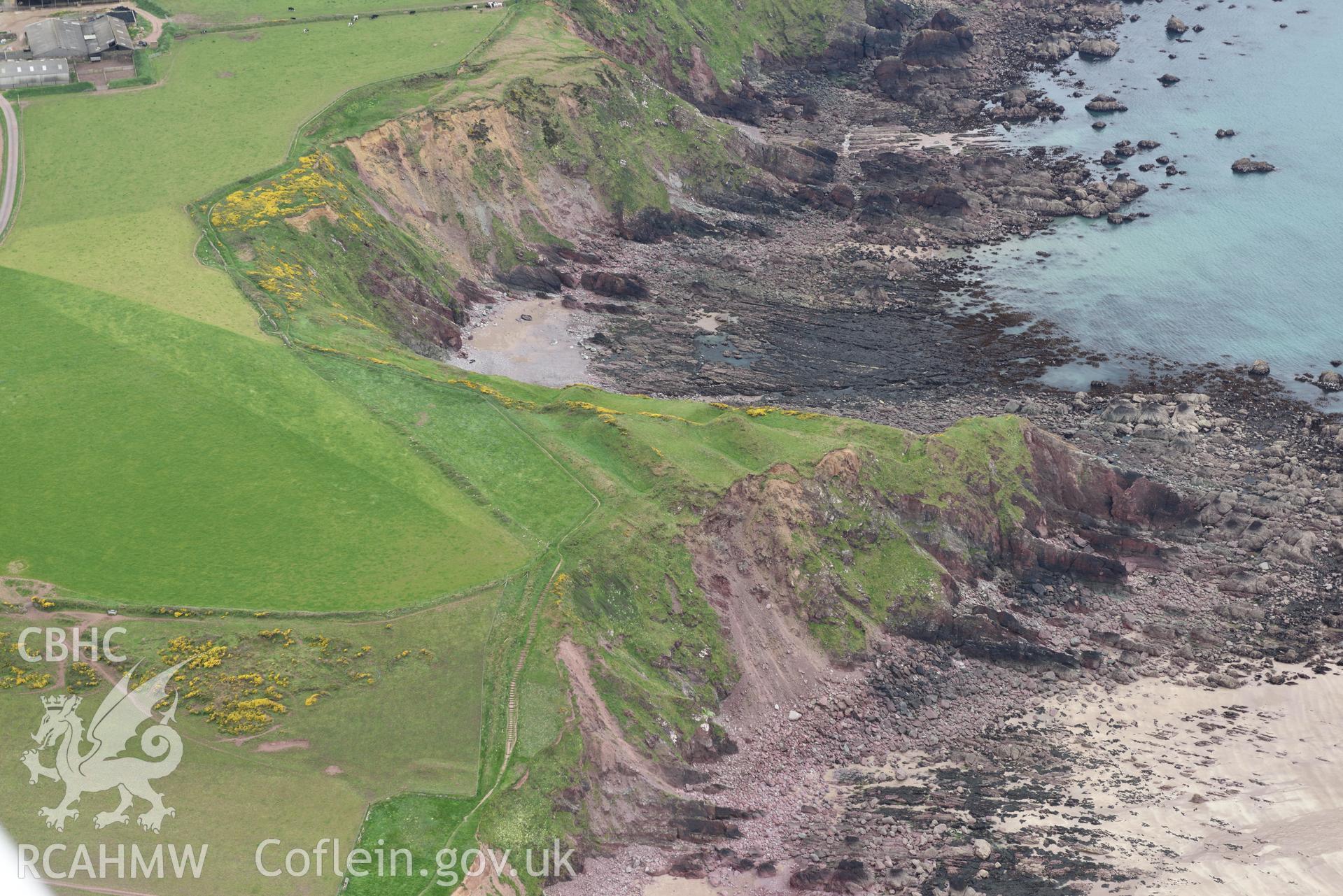 Great Castle Head, Dale. Baseline aerial reconnaissance survey for the CHERISH Project. ? Crown: CHERISH PROJECT 2017. Produced with EU funds through the Ireland Wales Co-operation Programme 2014-2020. All material made freely available through the Open Government Licence.