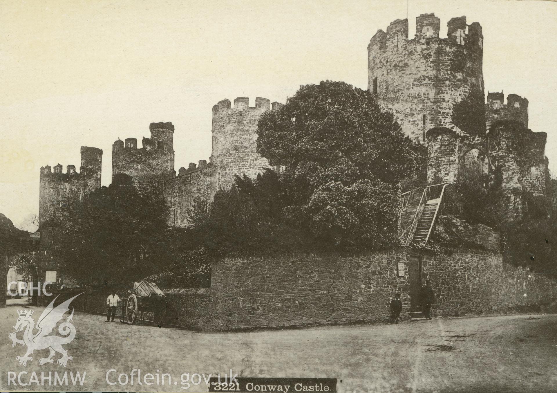 Digital copy of an albumen print showing an early view of Conway Castle.