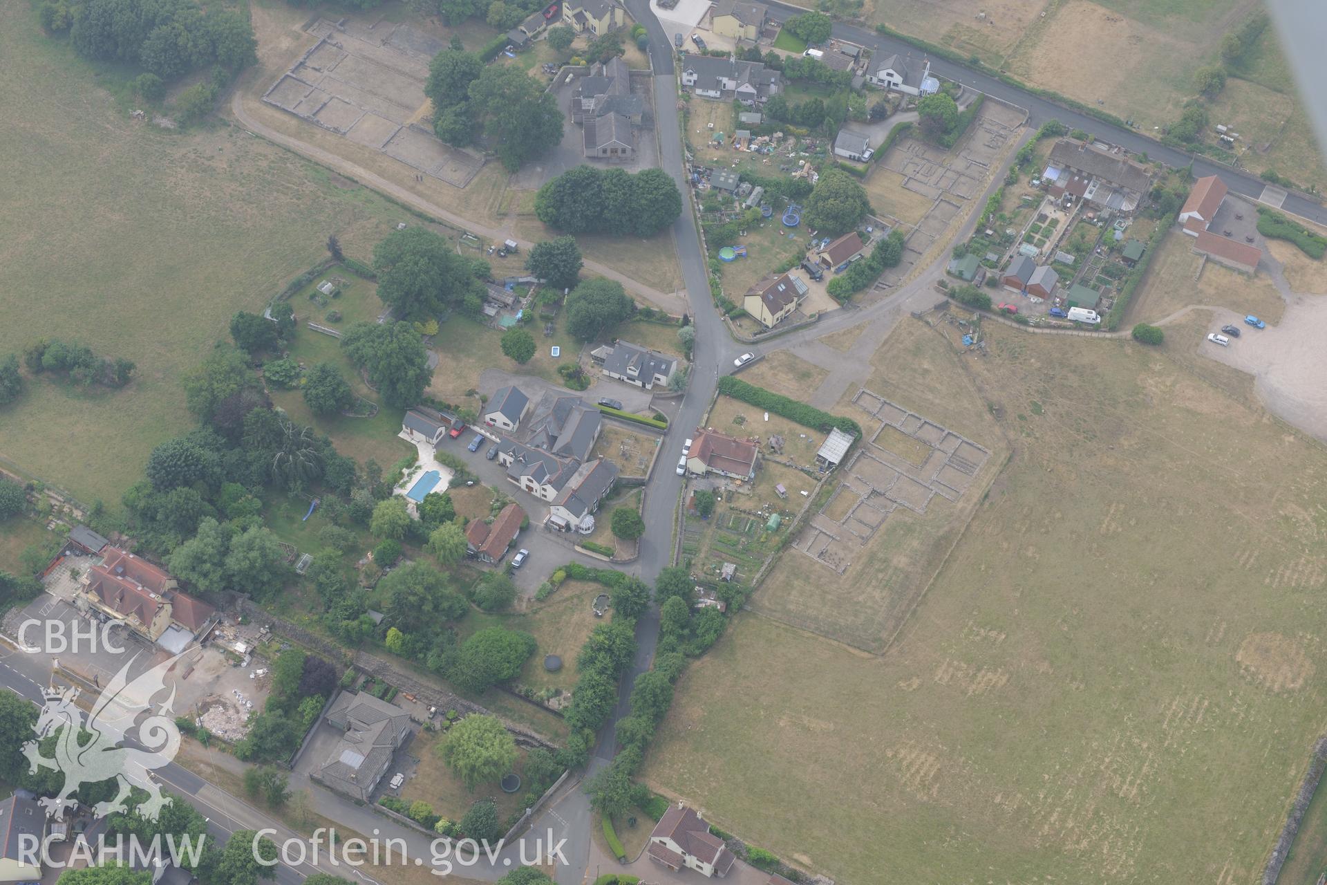 Royal Commission aerial photography of Caerwent Roman city taken during drought conditions on 22nd July 2013.