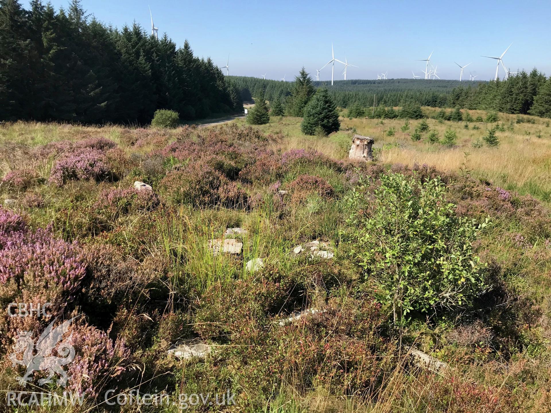 Digital colour photograph of Bachen Carreg Cairn, Glyncorrwg, taken by Paul R. Davis on 25th August 2019.