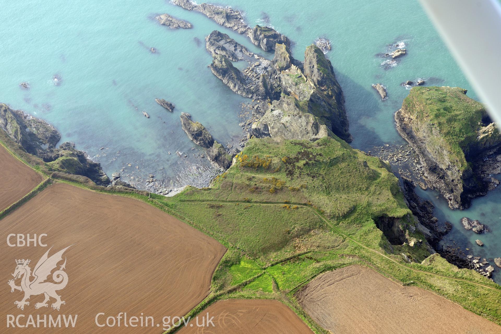 Aerial photography of Castell Coch promontory fort taken on 27th March 2017. Baseline aerial reconnaissance survey for the CHERISH Project. ? Crown: CHERISH PROJECT 2017. Produced with EU funds through the Ireland Wales Co-operation Programme 2014-2020. All material made freely available through the Open Government Licence.