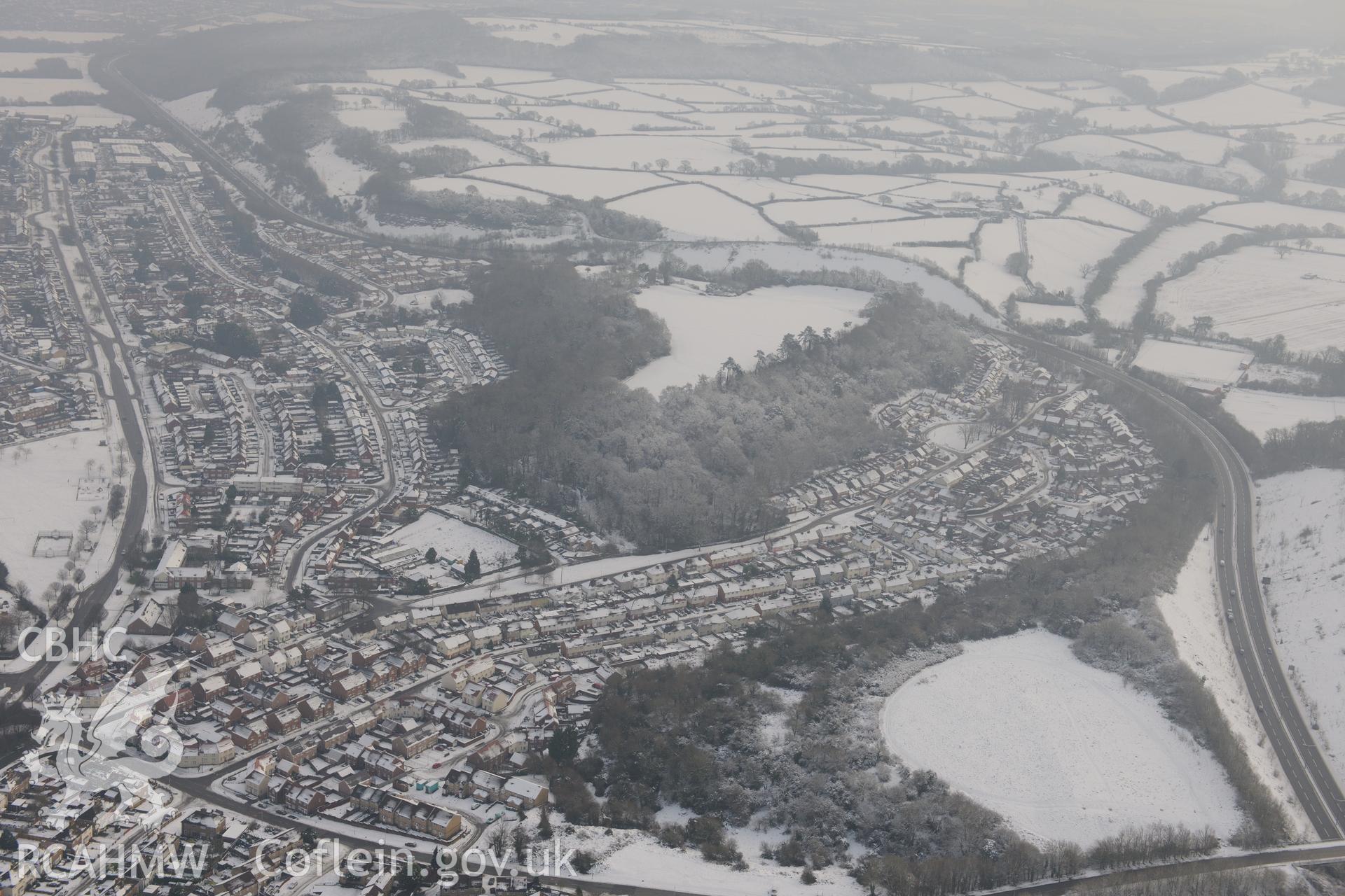 Caerau hillfort and Caerau community, Cardiff. Oblique aerial photograph taken during the Royal Commission?s programme of archaeological aerial reconnaissance by Toby Driver on 24th January 2013.