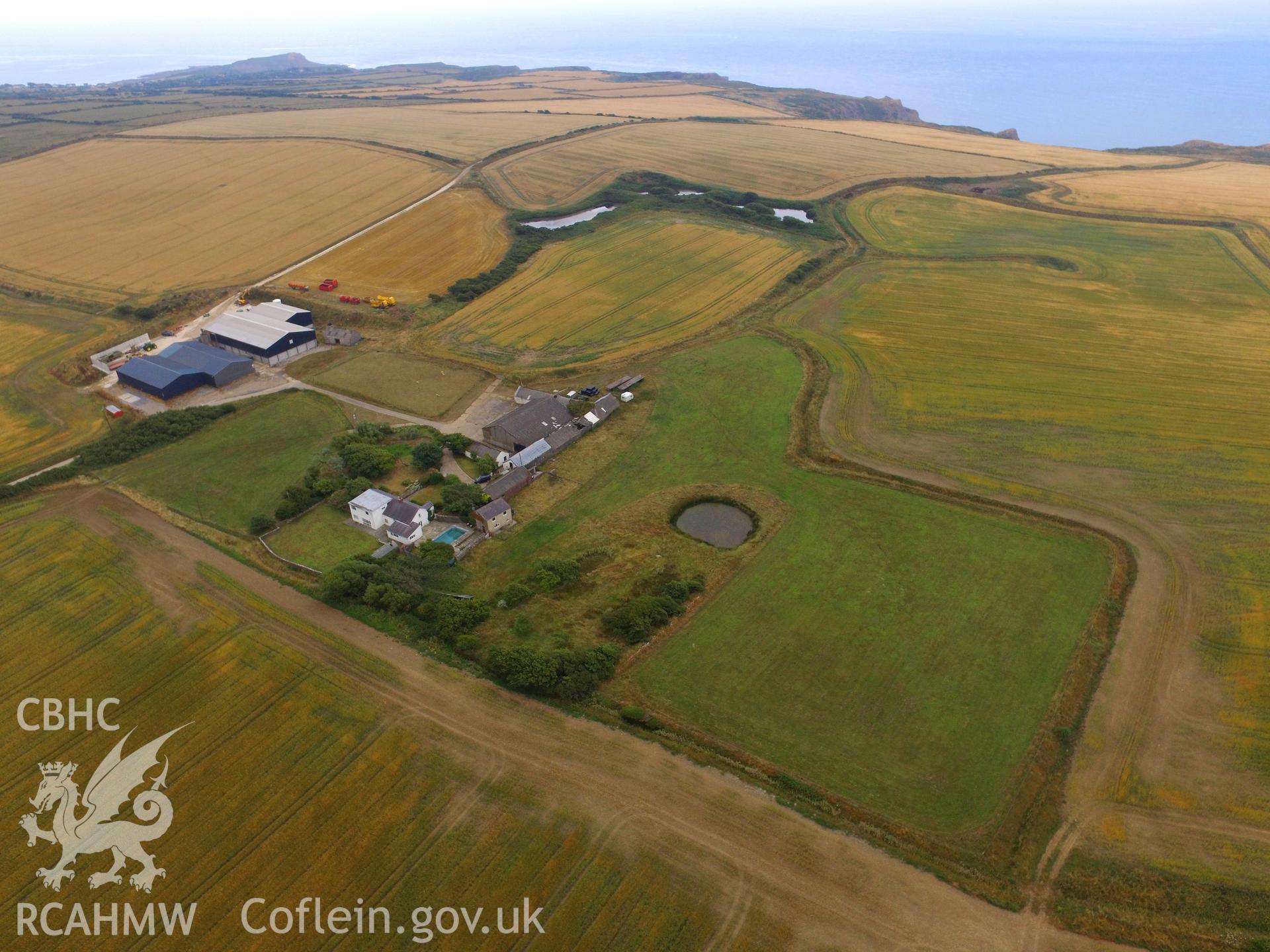 Site of Paviland Grange, now Paviland Farm, on the Gower Peninsula. Colour photograph taken by Paul R. Davis on 22nd July 2018.