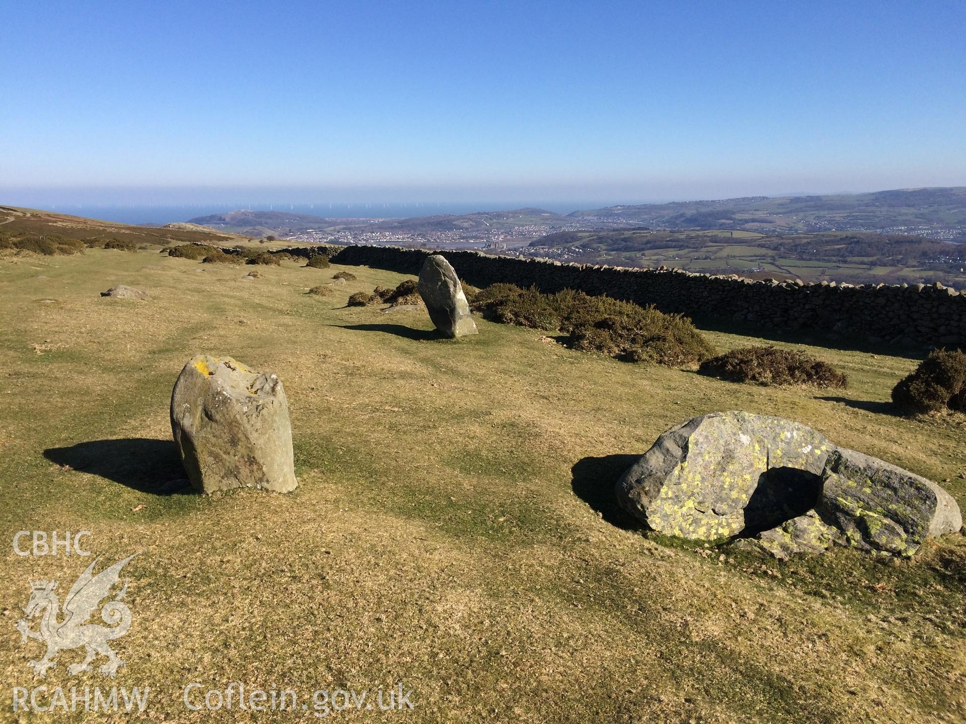 Photo showing view of Carn Llechen sites, taken by Paul R. Davis, February 2018.