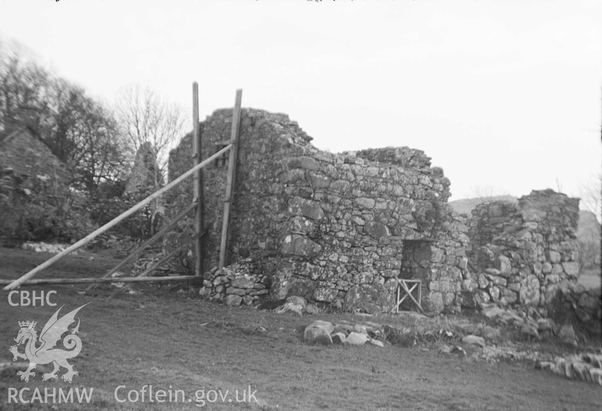 Digital copy of a nitrate negative showing Clenennau "medieval building".