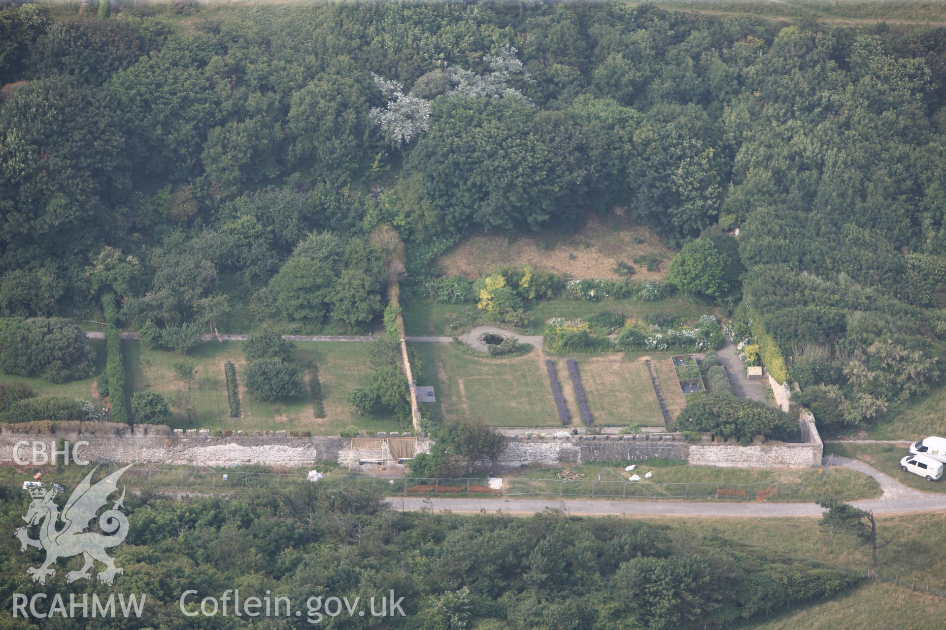 Royal Commission aerial photography of Dunraven Park and Garden recorded during drought conditions on 22nd July 2013.