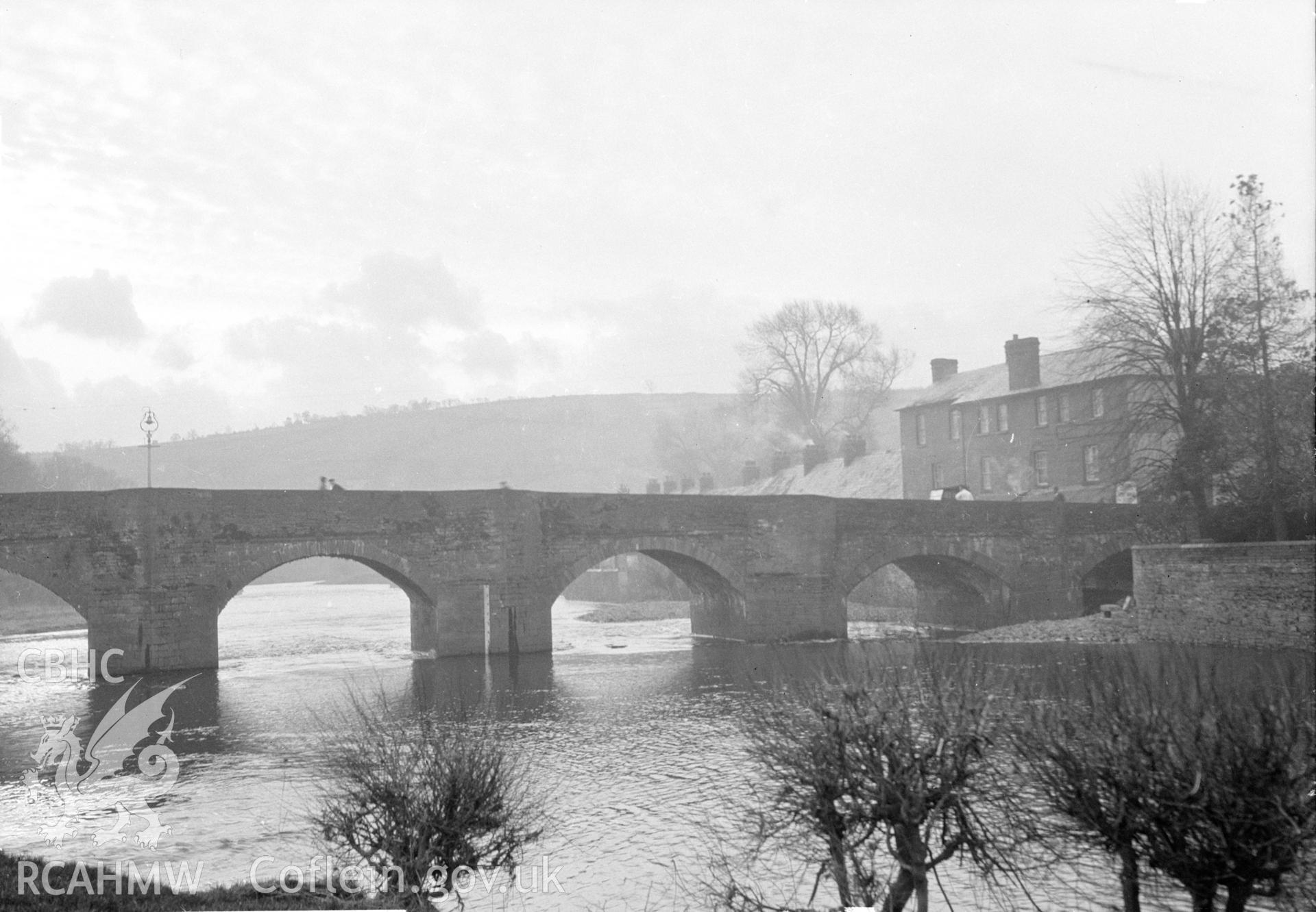 Digital copy of a nitrate negative showing Brecon bridge. From the Cadw Monuments in Care Collection.