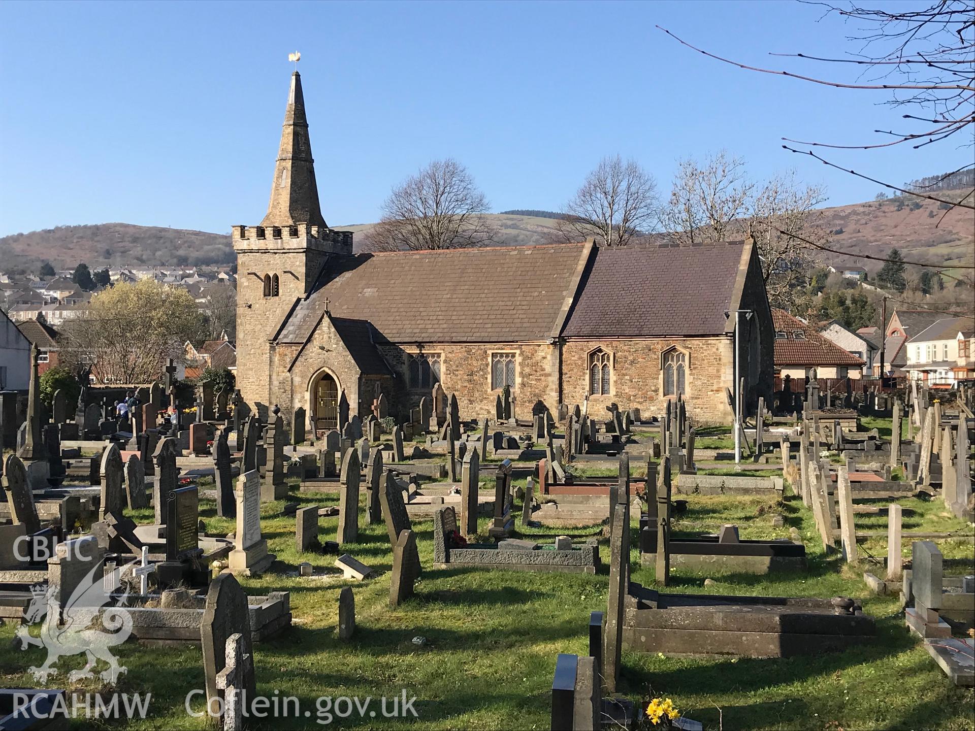 Colour photograph showing external view of the Church of St. Michael, Cwmafan, north east of Port Talbot, taken by Paul R. Davis on 27th February 2019.