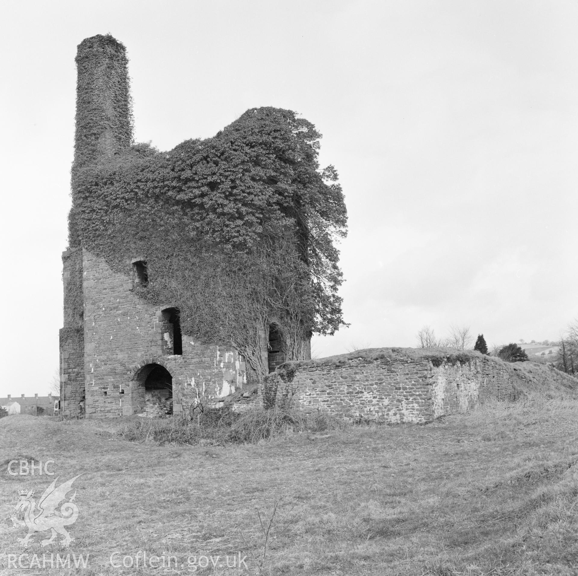 Digital copy of a black and white negative showing the engine house at Scott's Pit, Llansamlet. Taken by RCAHMW.