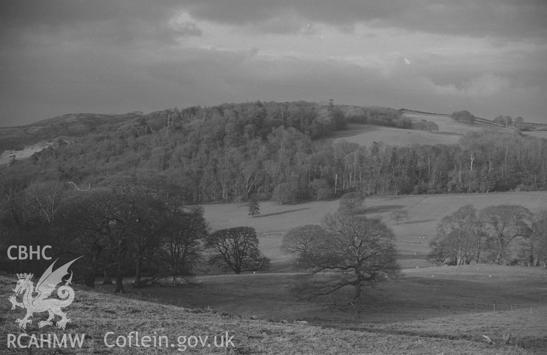 Digital copy of a black and white negative showing panorama of Nanteos estate from the New Cross Road. Photographed by Arthur O. Chater in January 1968. (Looking north from Grid Reference SN 620 779) [Photo 2 of 5].