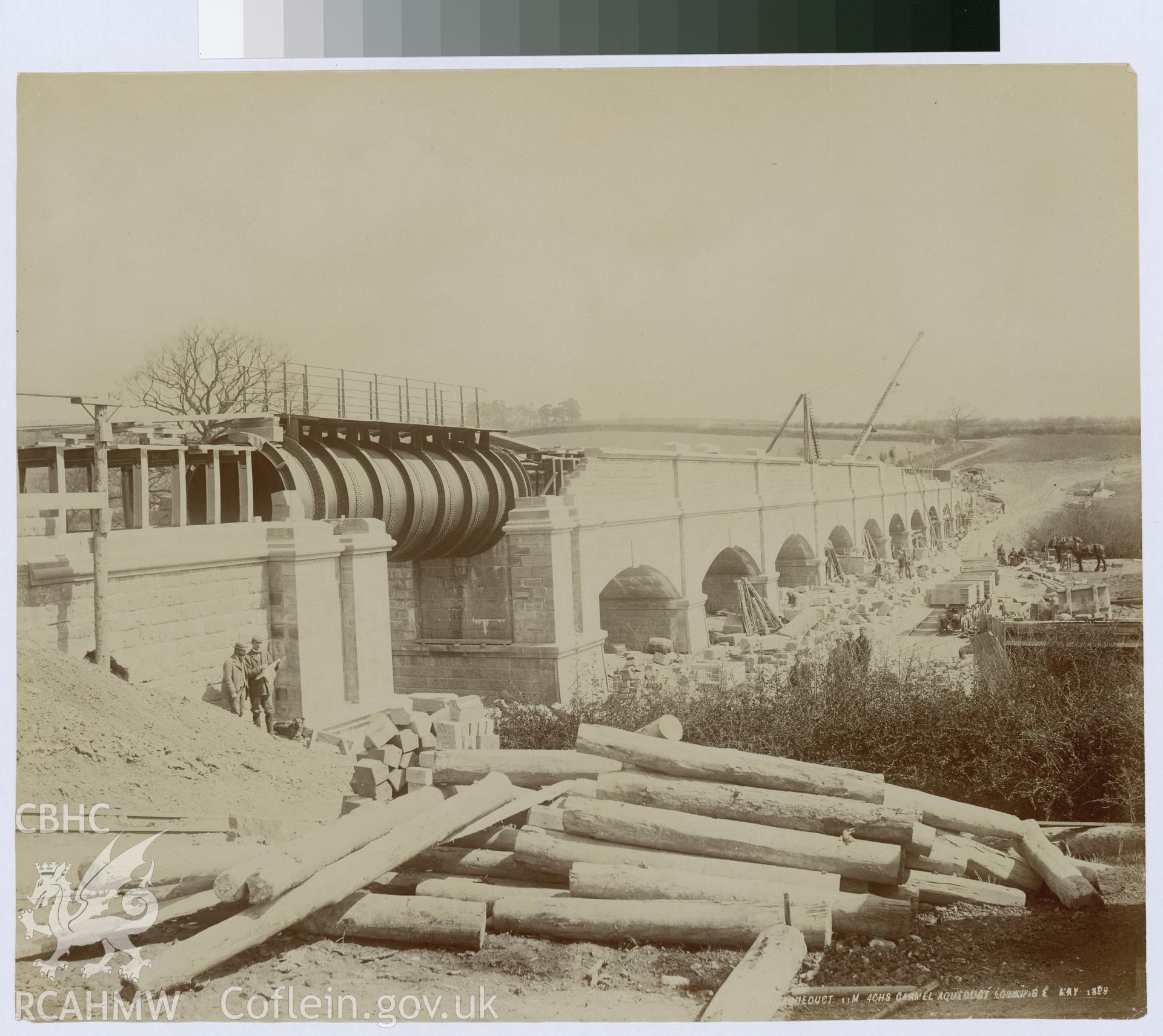 Digital copy of an albumen print from Edward Hubbard Collection showing Carmel Aqueduct looking east, taken 1899.