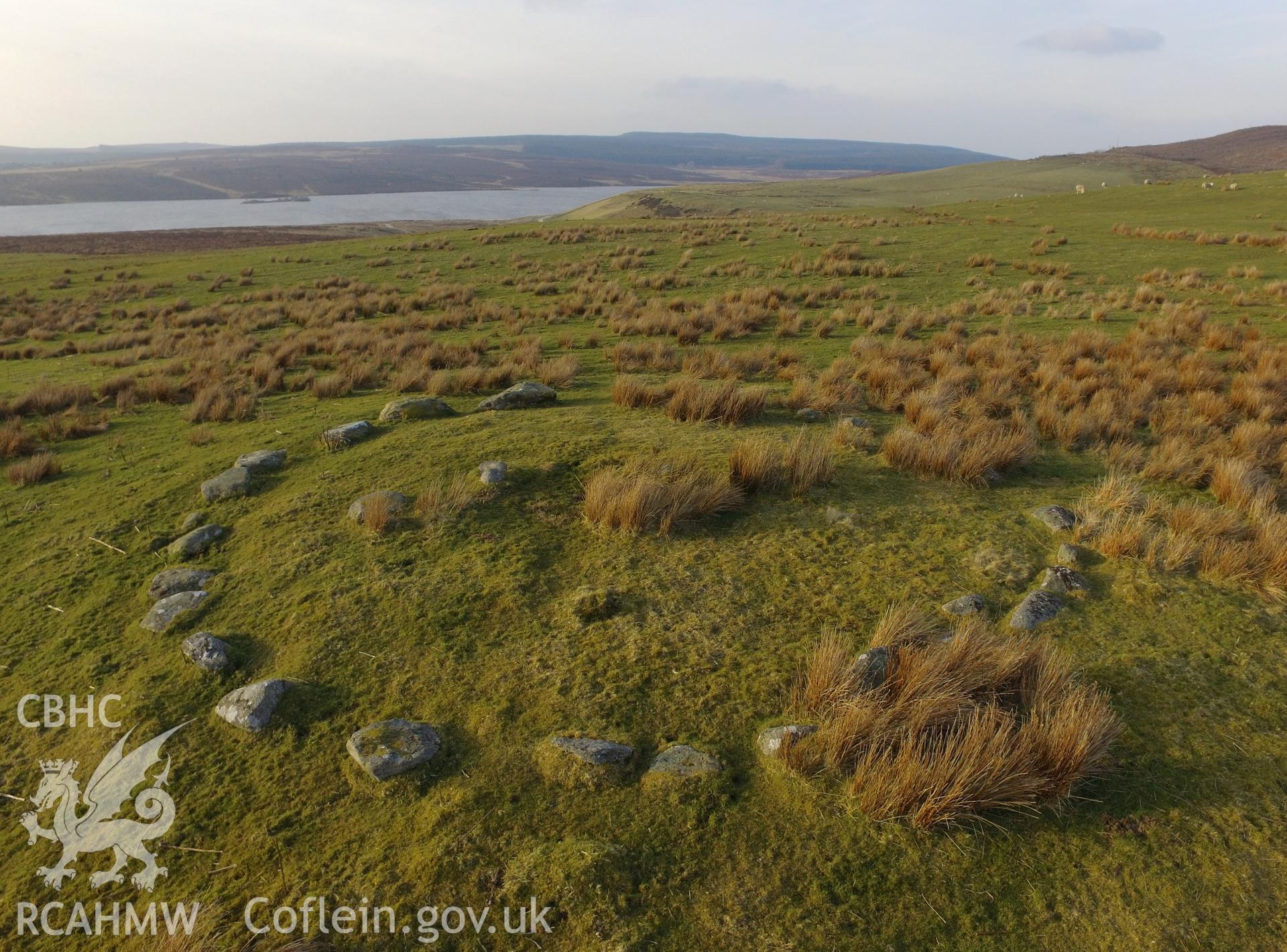 Photo showing view of Brenig Cairn, taken by Paul R. Davis, February 2018.