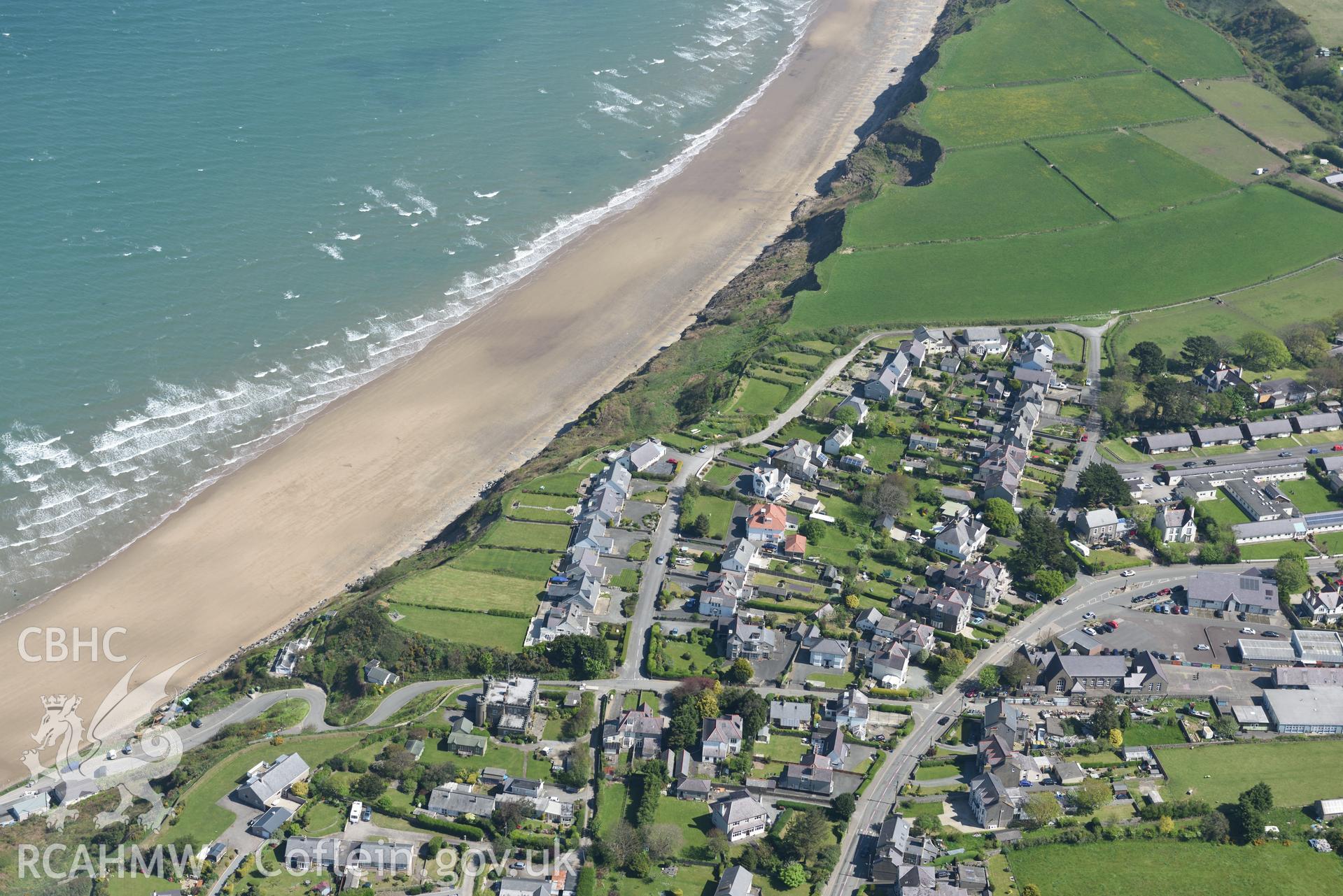 Aerial photography of Nefyn taken on 3rd May 2017.  Baseline aerial reconnaissance survey for the CHERISH Project. ? Crown: CHERISH PROJECT 2017. Produced with EU funds through the Ireland Wales Co-operation Programme 2014-2020. All material made freely available through the Open Government Licence.