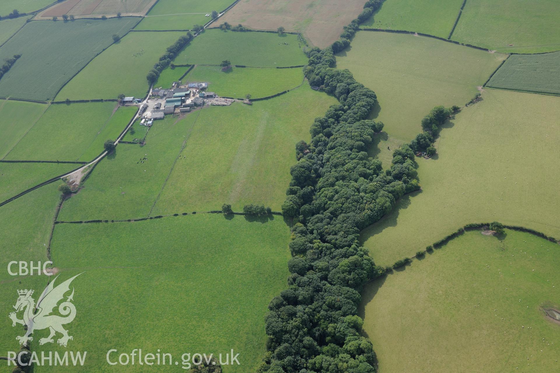 Coleshill Castle or Hen Blas, near Flint. Oblique aerial photograph taken during the Royal Commission's programme of archaeological aerial reconnaissance by Toby Driver on 11th September 2015.