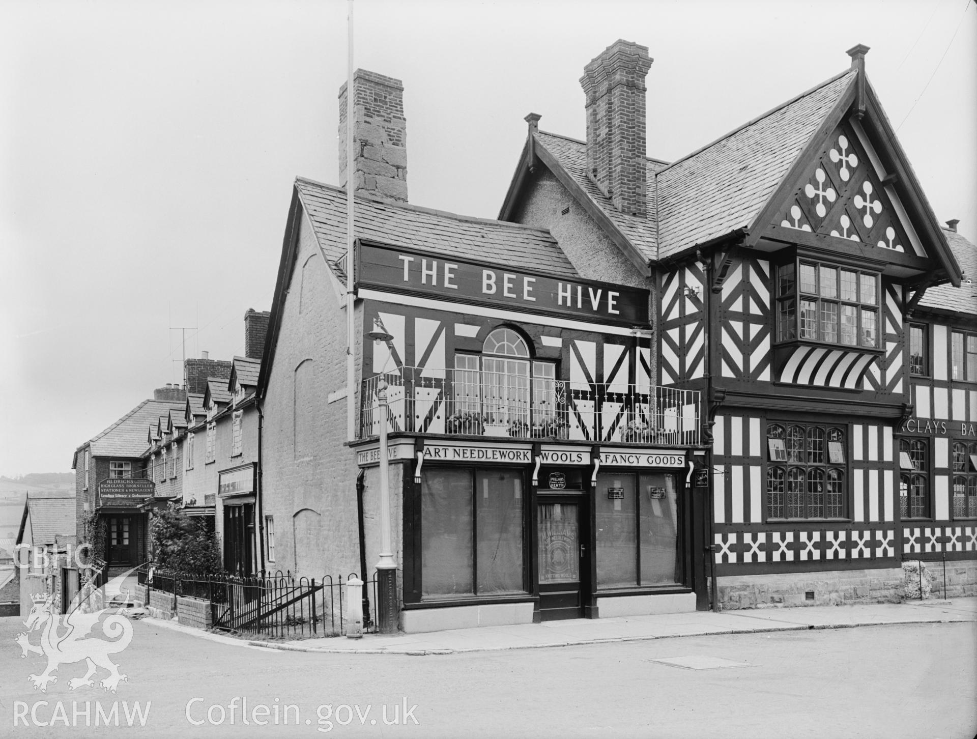 Black and white photograph of The Beehive, Ruthin.