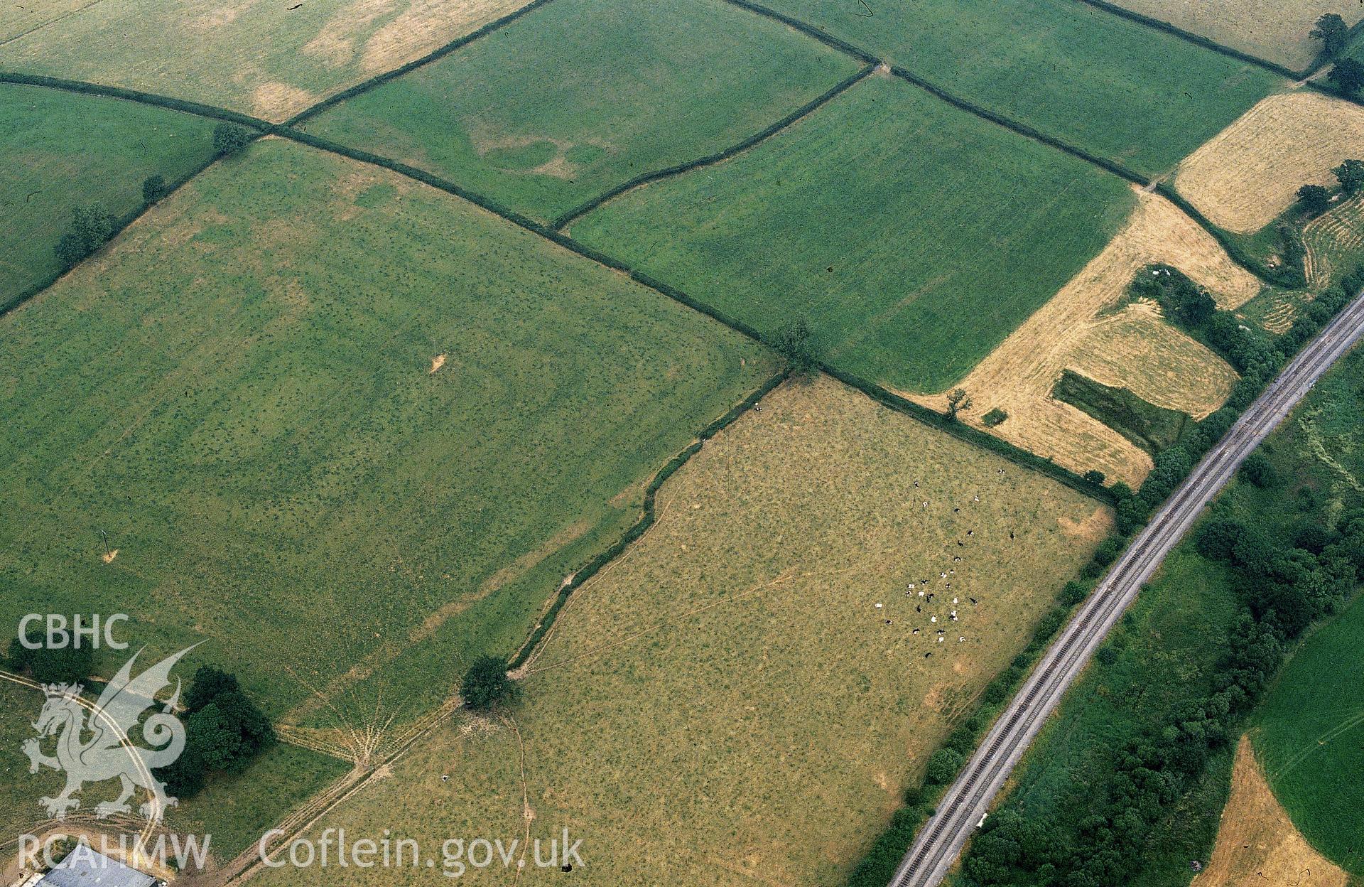 RCAHMW colour slide oblique aerial photograph of the Wenallt section of the Roman Road west of Carmarthen, St Clears, taken on 29/06/1992 by CR Musson