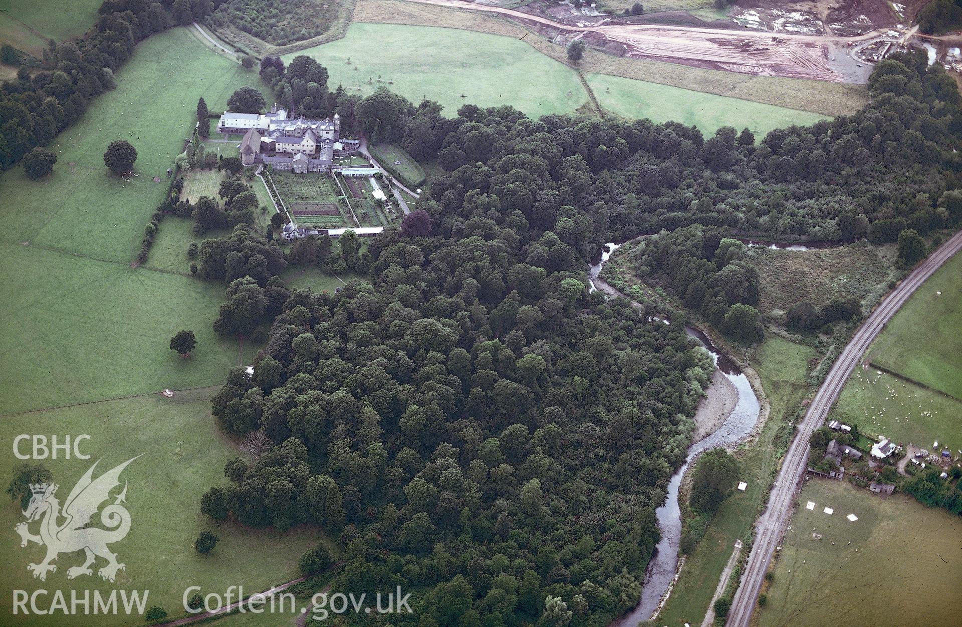 RCAHMW colour slide oblique aerial photograph of Abbey Garden, Llantarnam, taken by C.R. Musson, 05/08/94